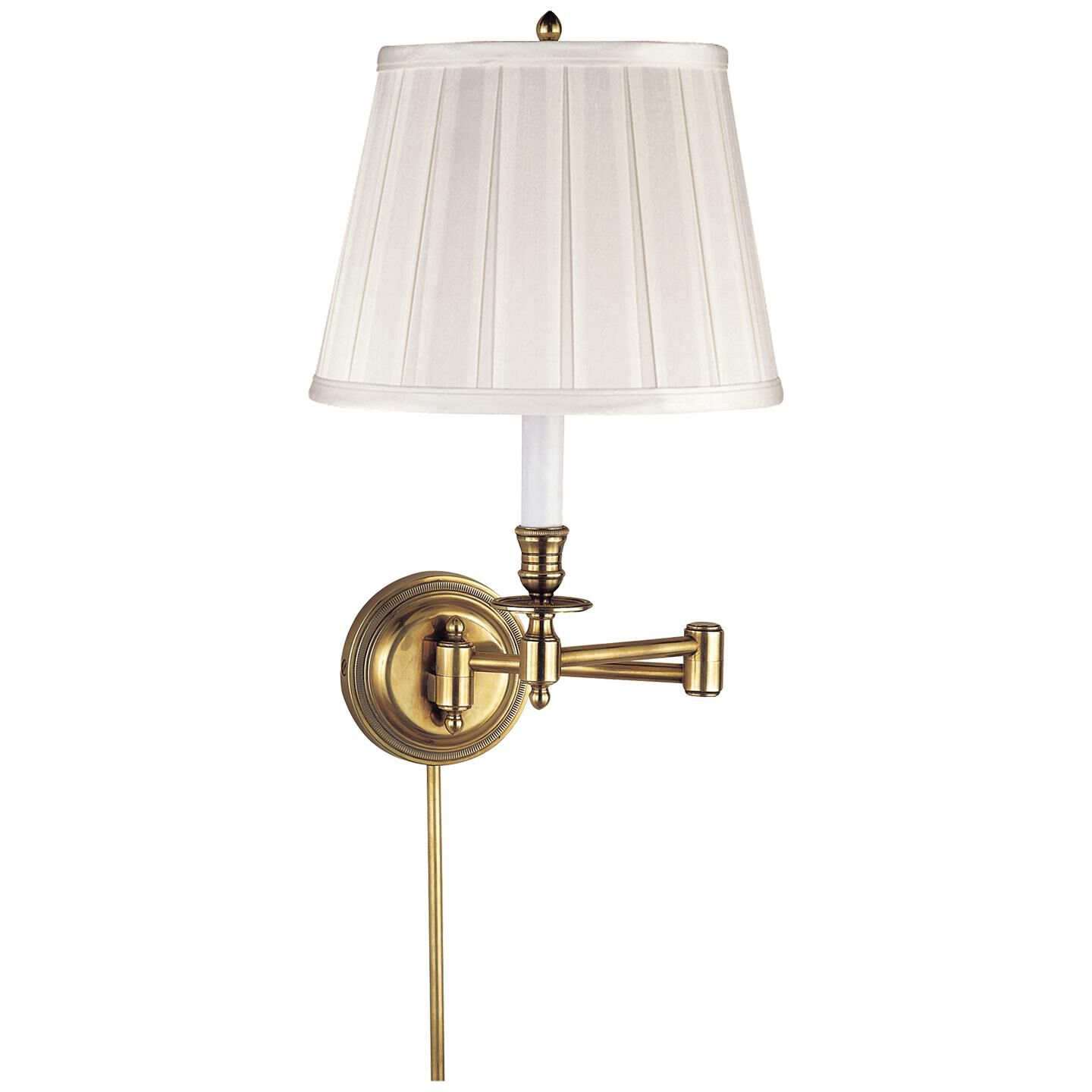 Shown in Hand-Rubbed Antique Brass finish and Silk shade