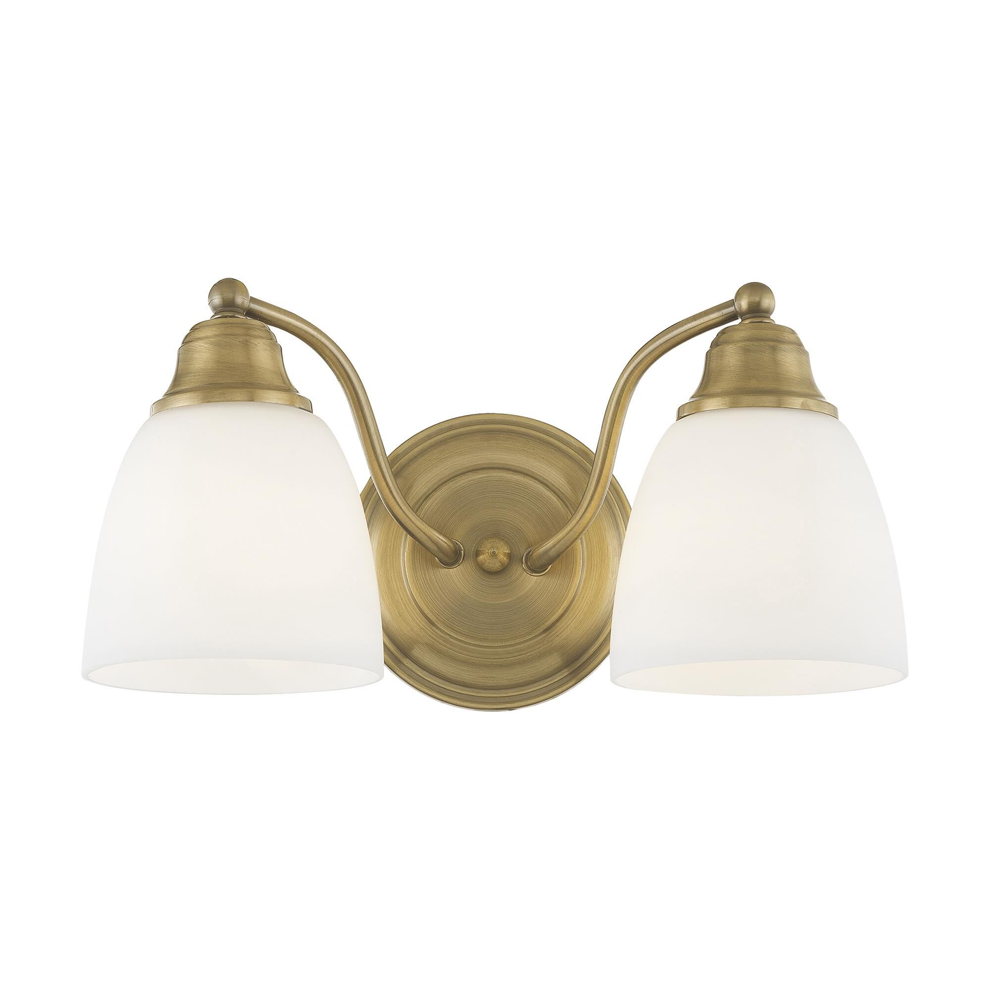 Shown in Antique Brass finish and Hand Blown Satin Opal White glass