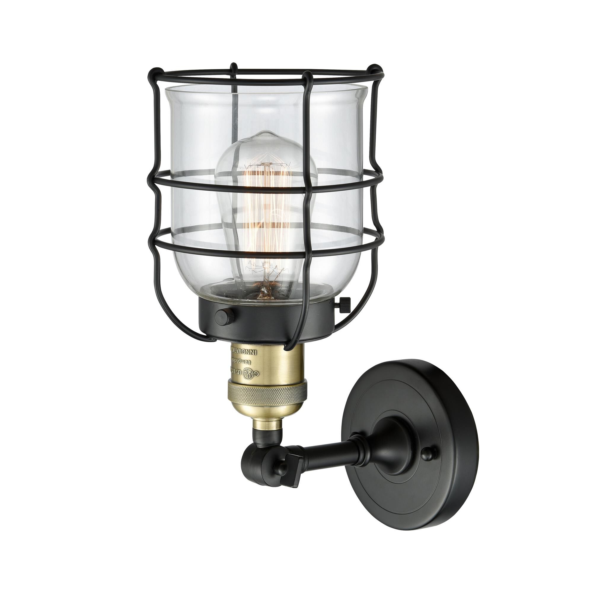 Shown in Black Antique Brass finish and Clear glass