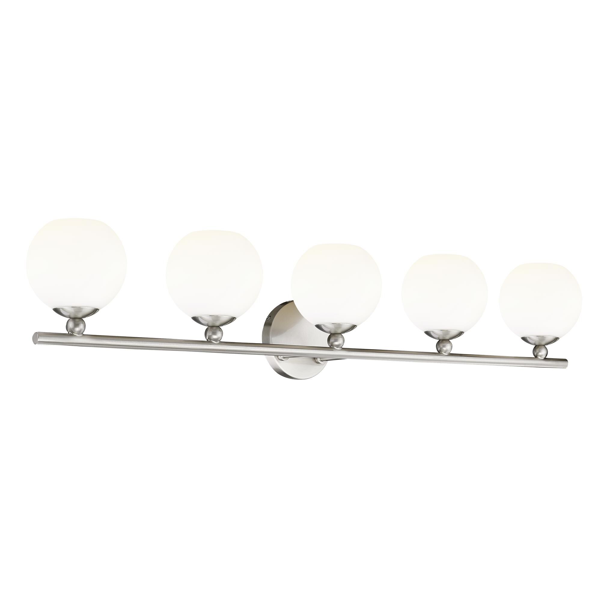 Shown in Brushed Nickel finish and Opal Etched glass
