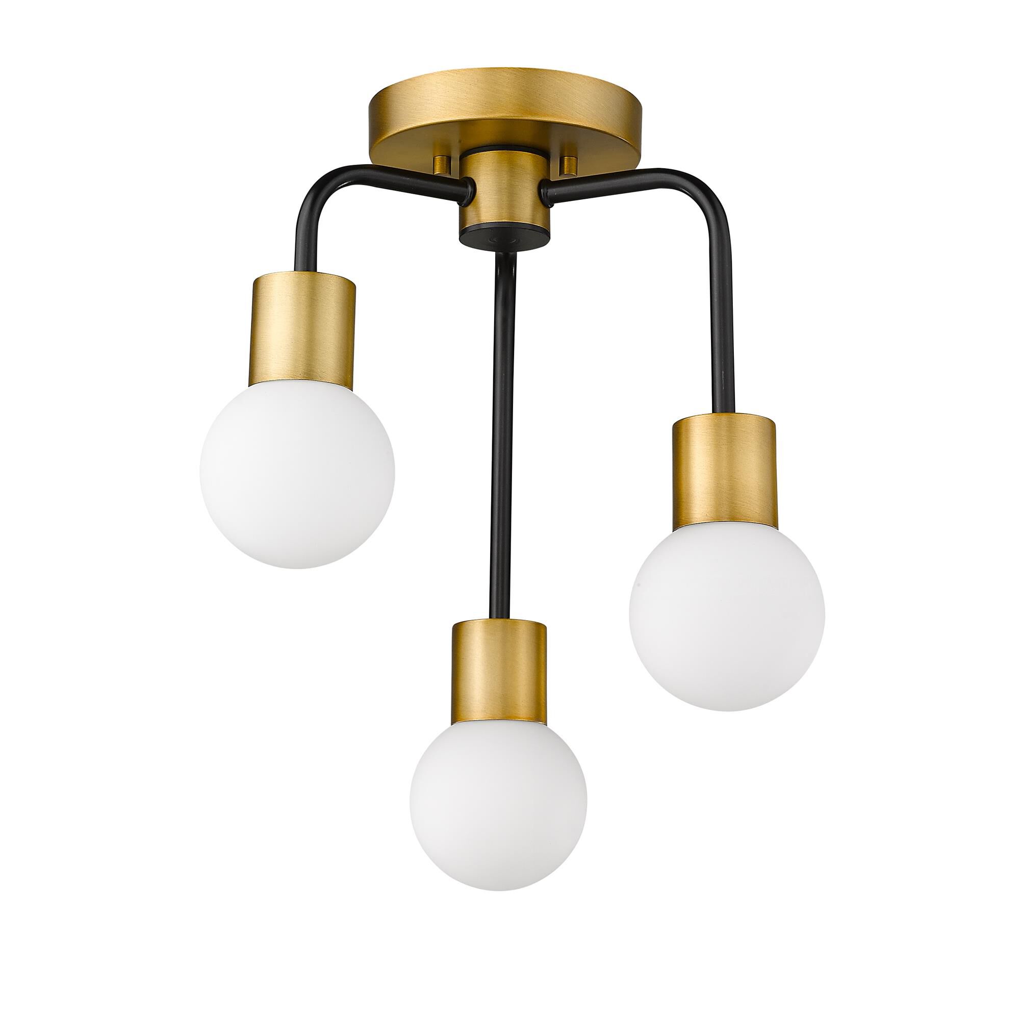 Shown in Matte Black + Foundry Brass finish and Glass shade