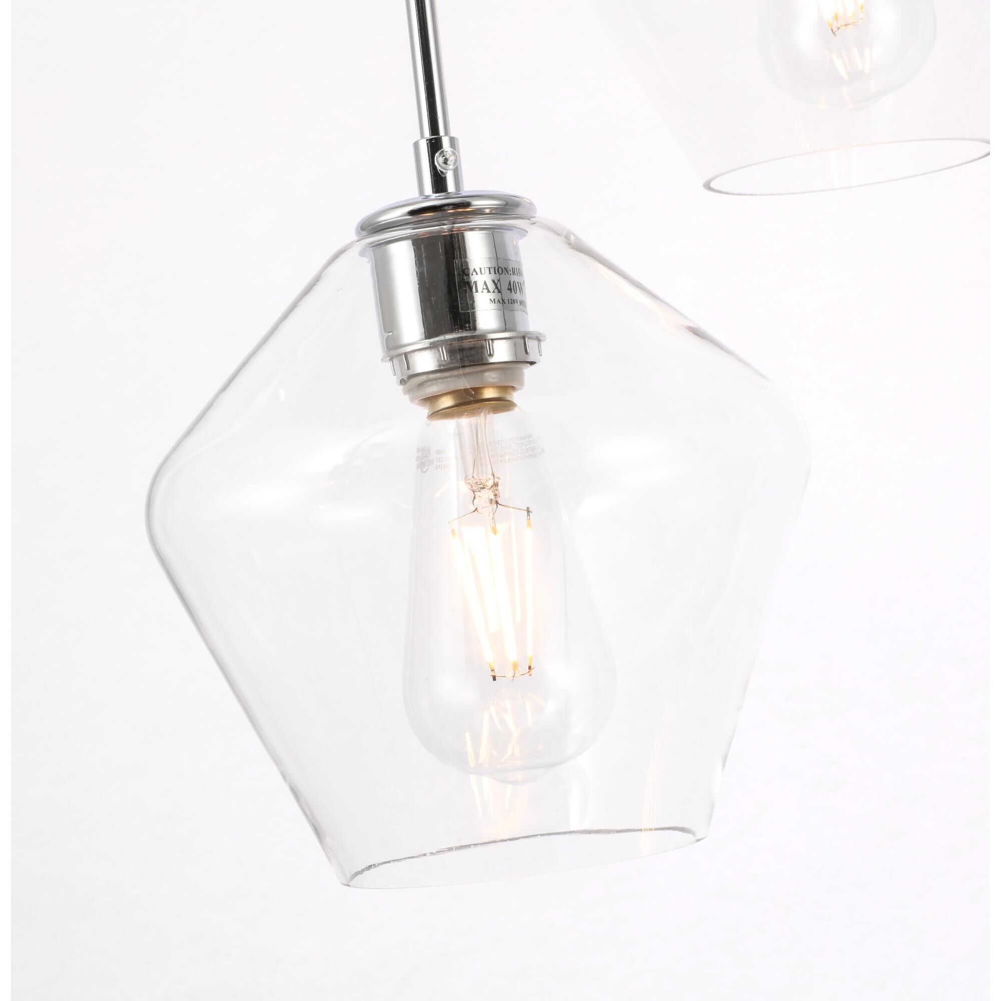 Shown in Chrome finish and Clear glass