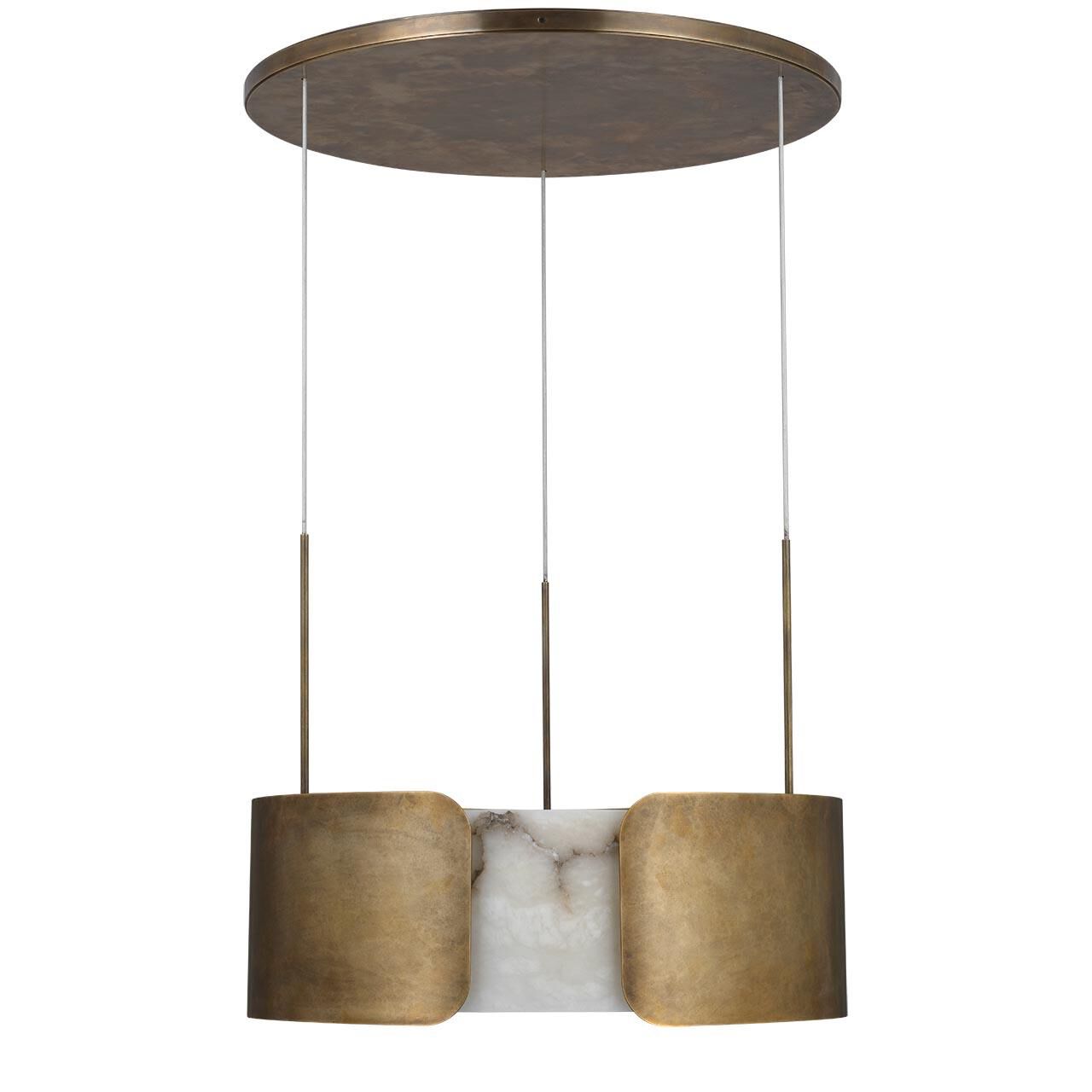 Shown in Mottled Brass finish and Alabaster shade