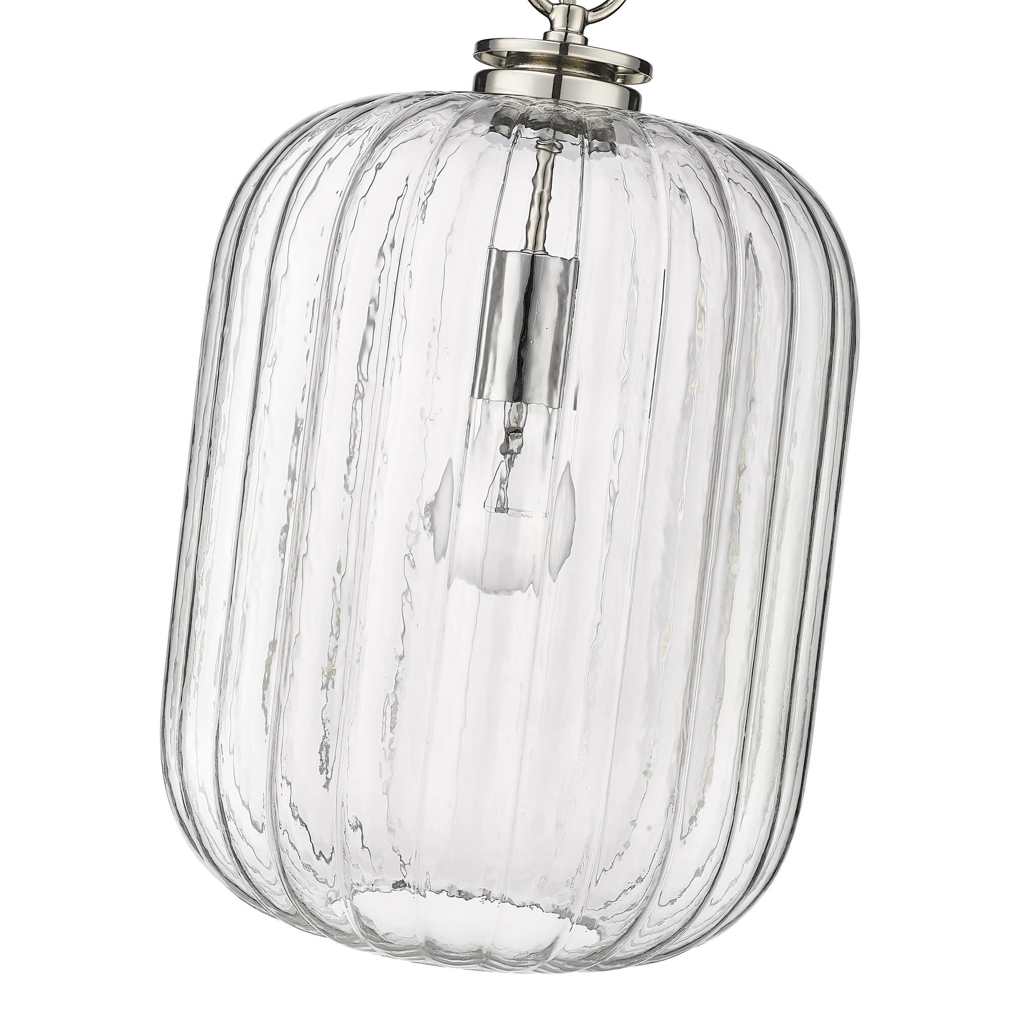 Shown in Polished Nickel finish and Clear Reeded Glass shade