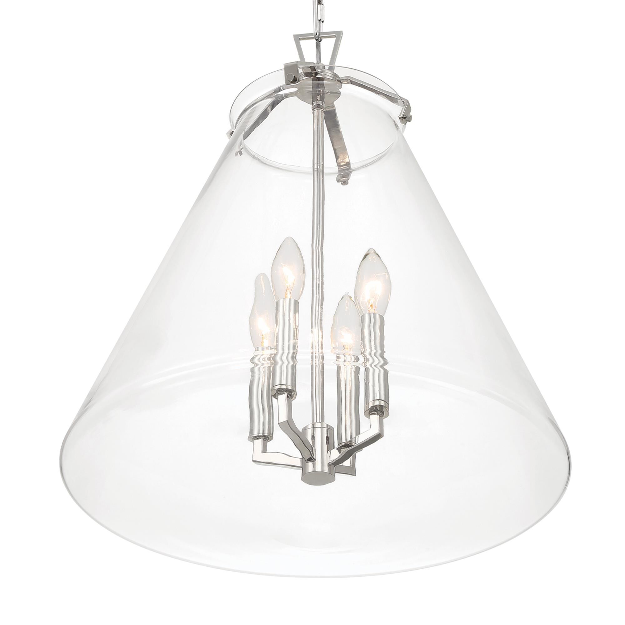 Shown in Polished Nickel finish and Clear glass