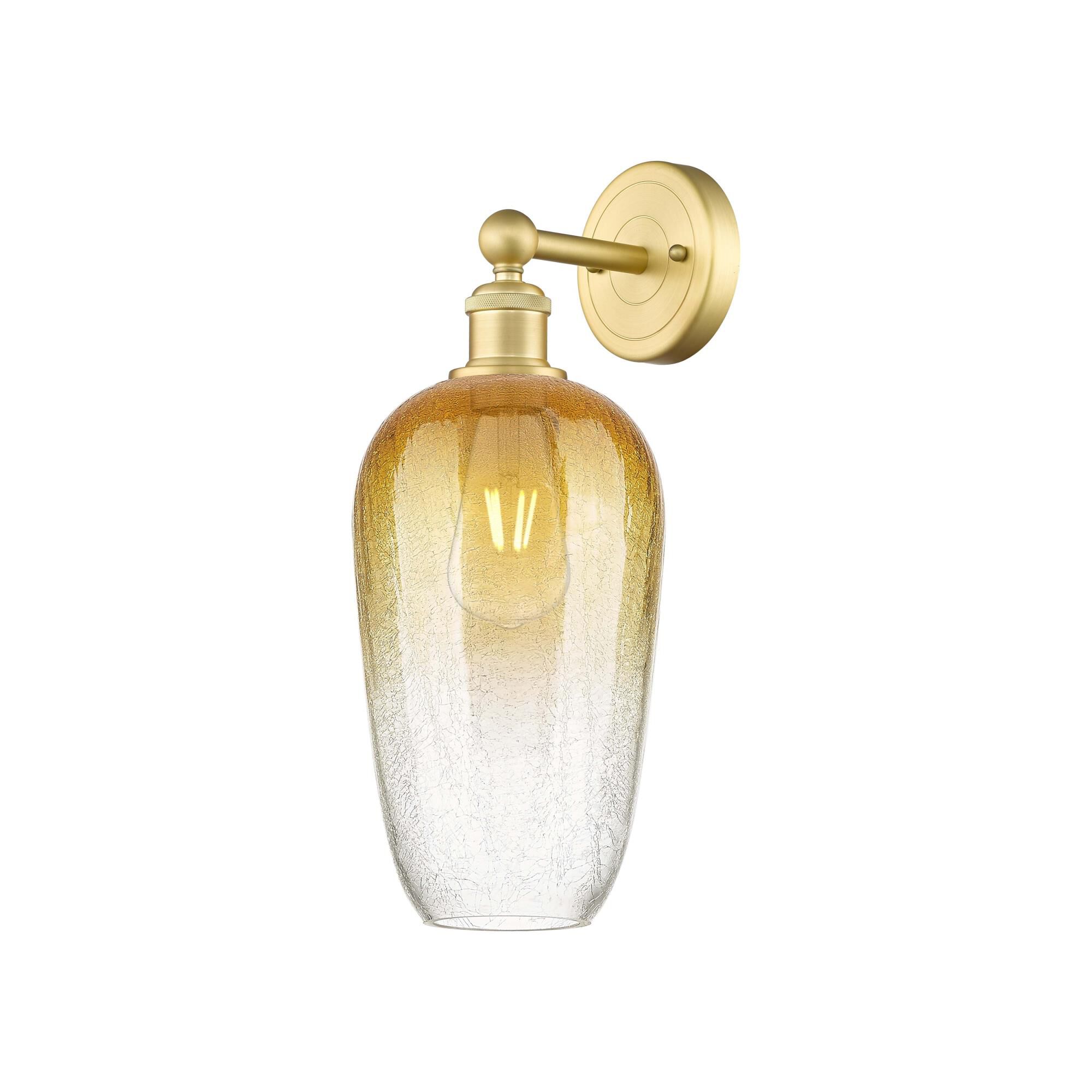 Shown in Satin Gold finish and Amber glass