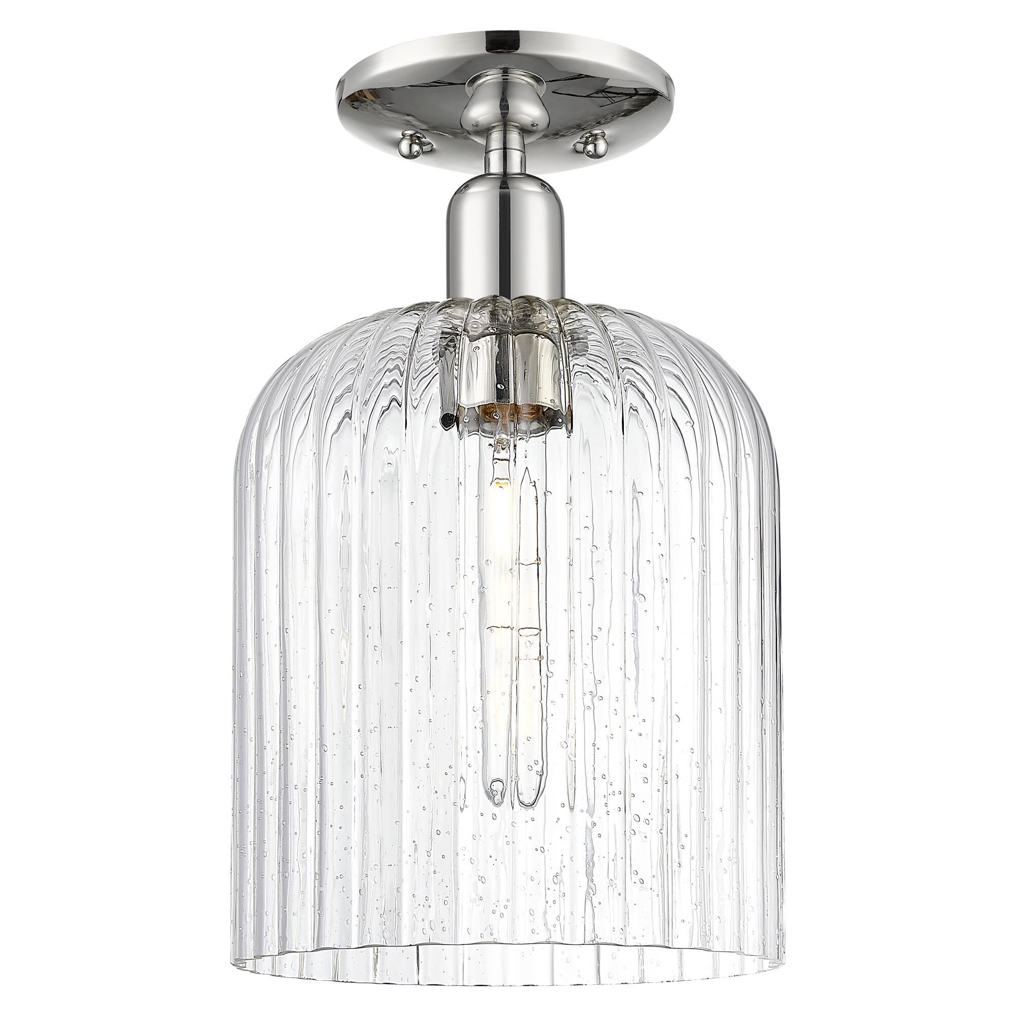 Shown in Polished Nickel finish and Seedy glass