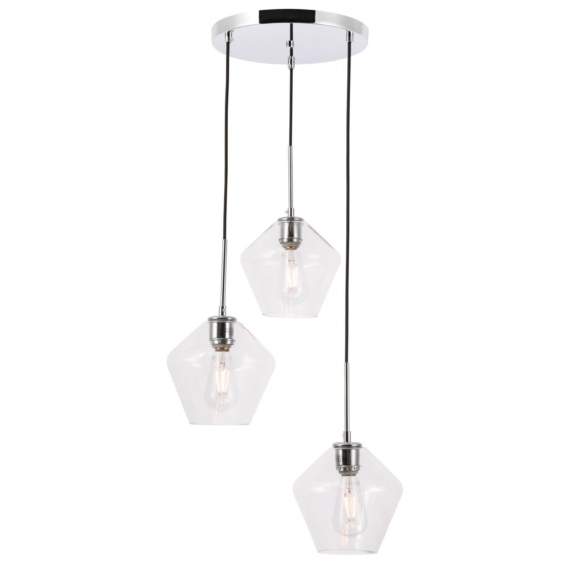Gene 18 Inch 3 Light Multi Light Pendant by Elegant Lighting