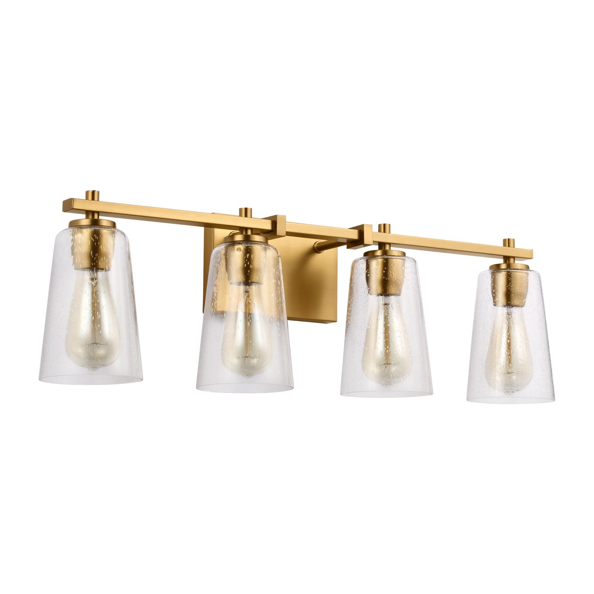 Shown in Burnished Brass finish and Clear Seeded glass