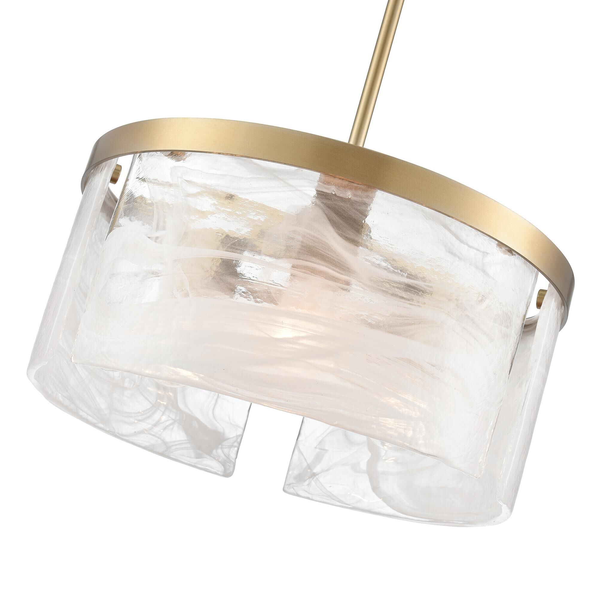 Shown in Brass finish and Clear Alabaster glass