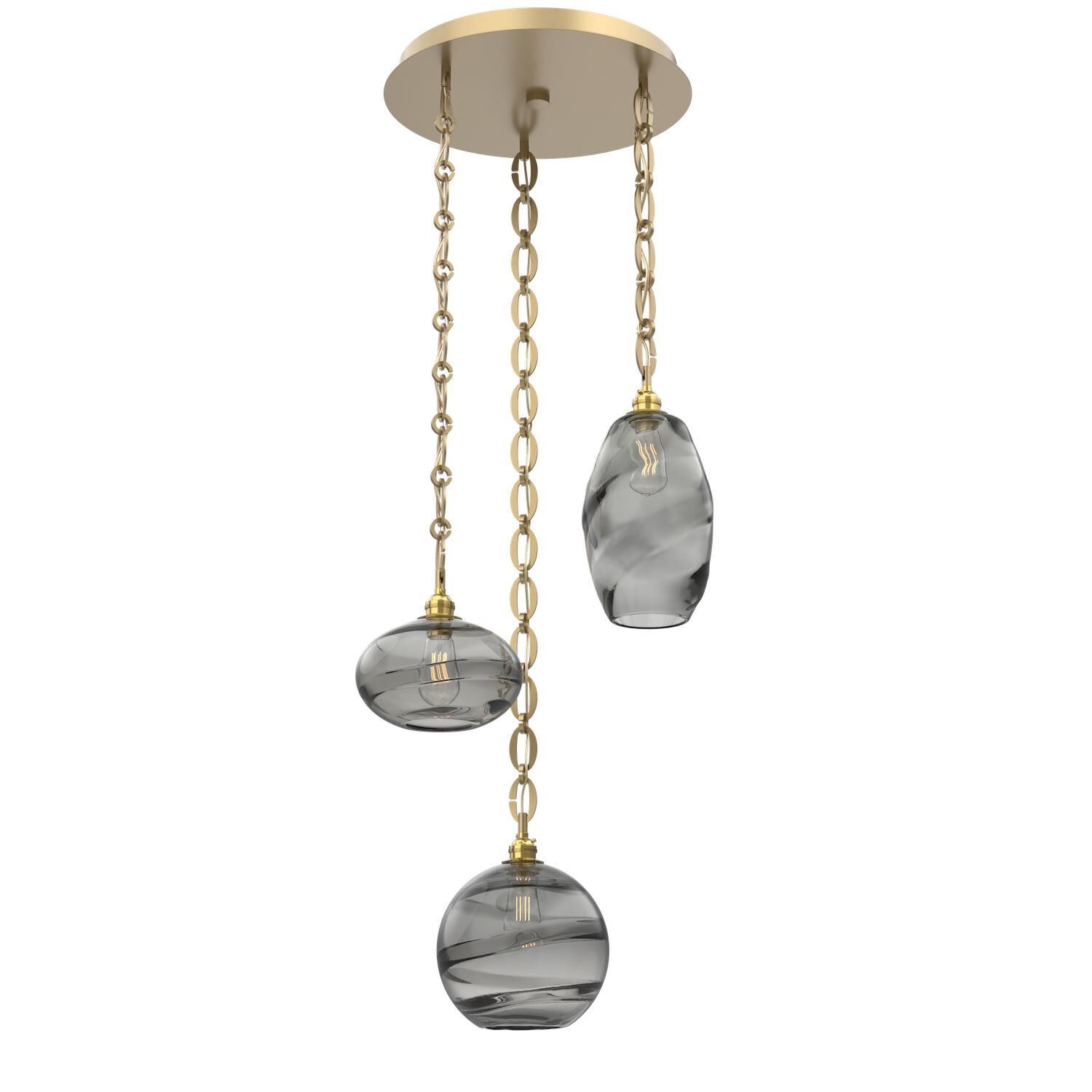 Shown in Gilded Brass finish and Smoke glass