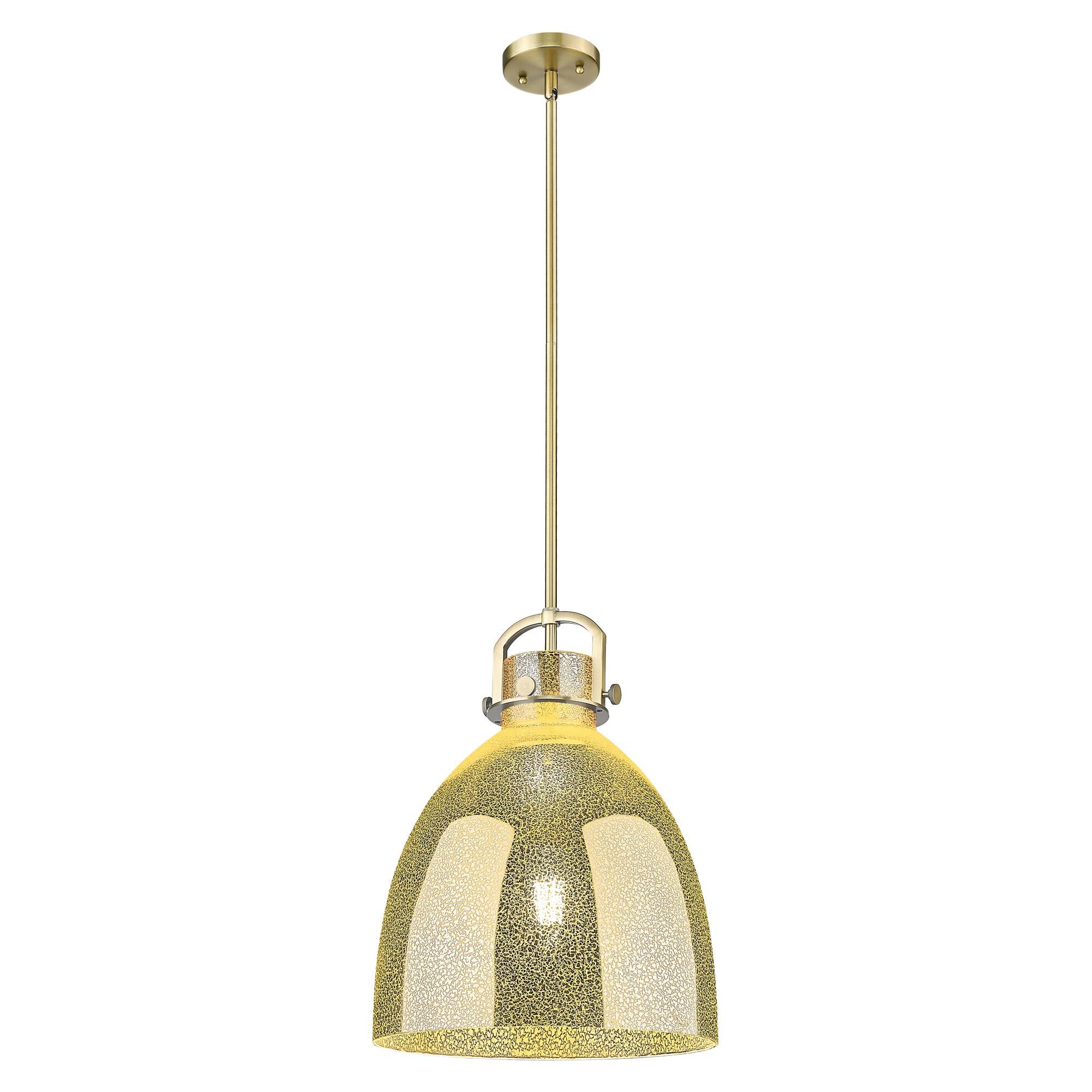 Shown in Brushed Brass finish and Mercury shade