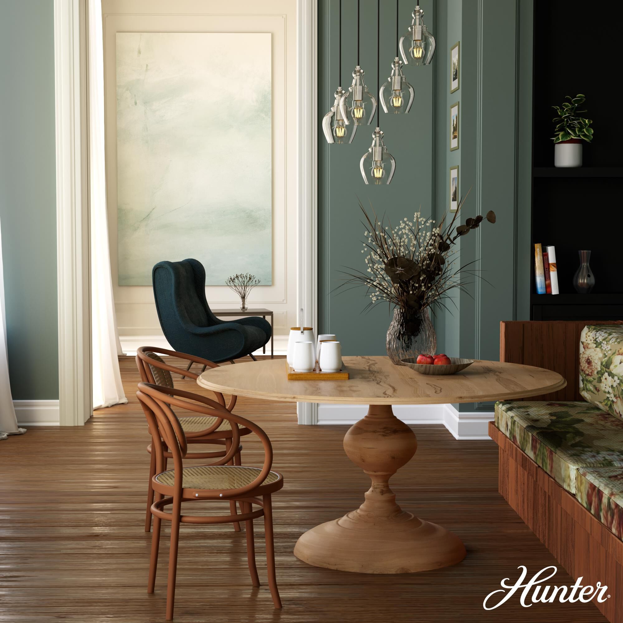 Maple Park 19 Inch 5 Light Multi Light Pendant by Hunter Fan