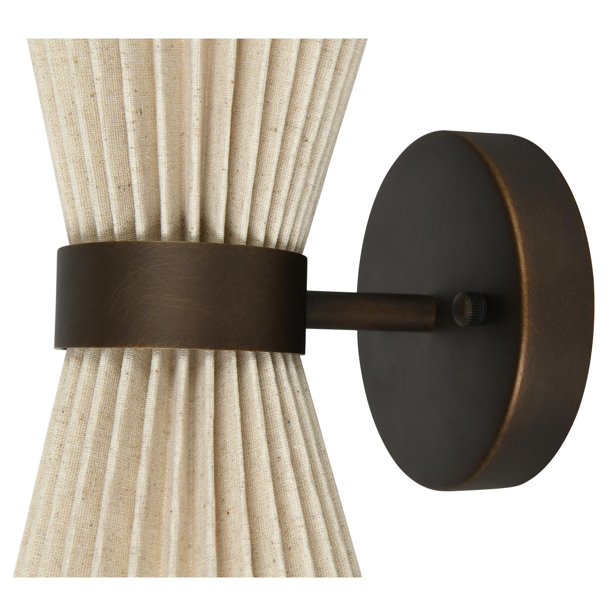 Shown in Bronze and Natural finish and Natural Linen shade