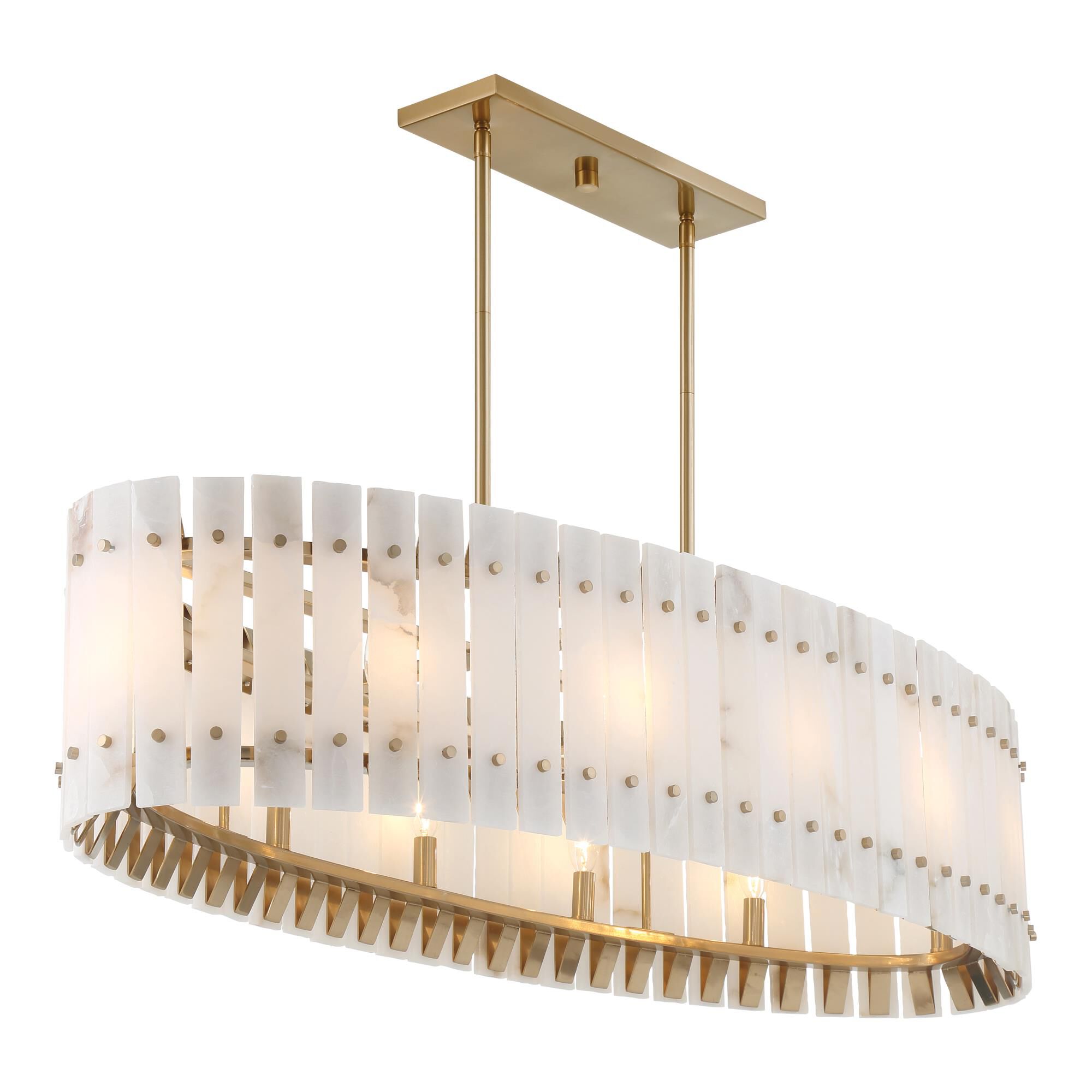 Shown in Celeste Brass finish and Alabaster White glass