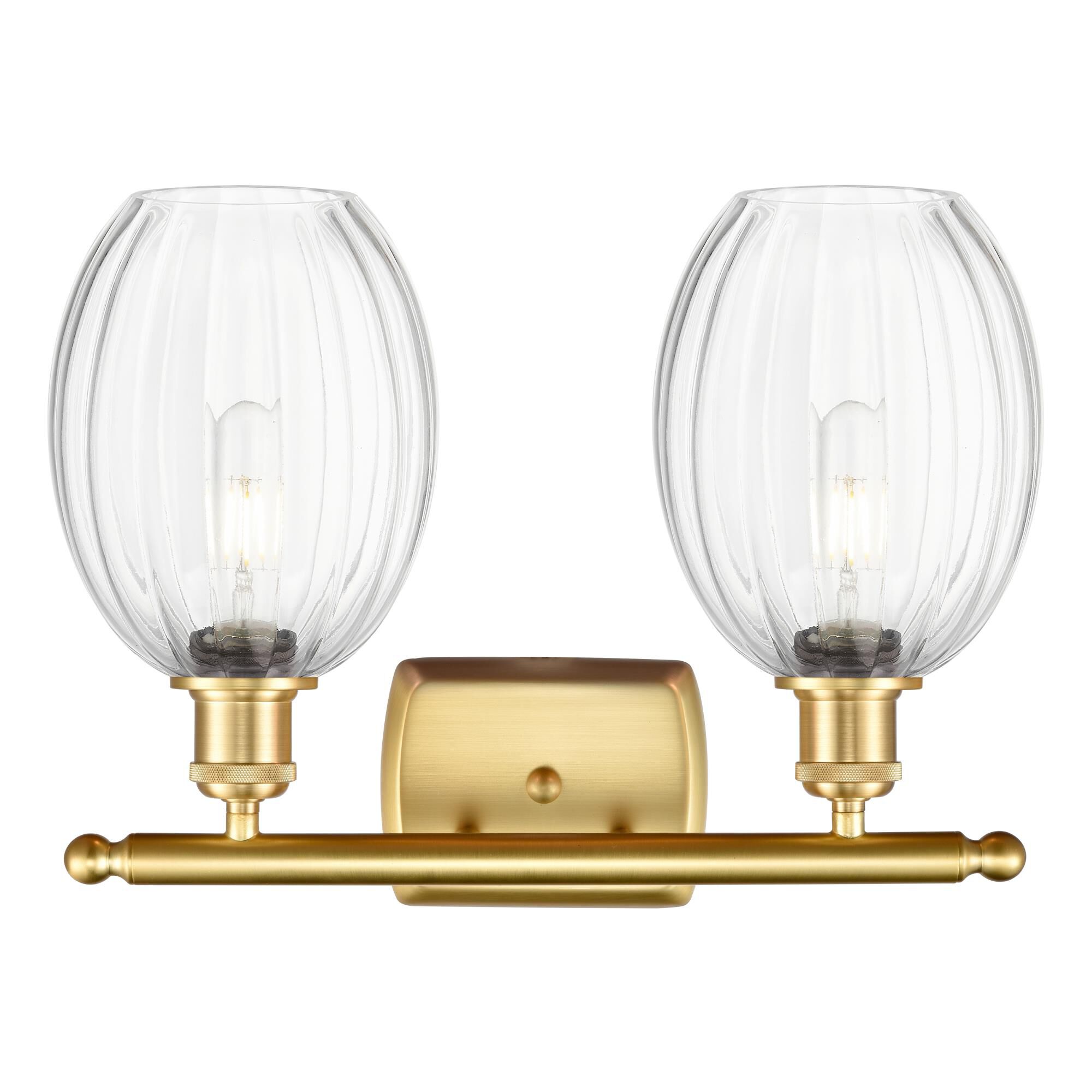 Shown in Satin Gold finish and Clear glass