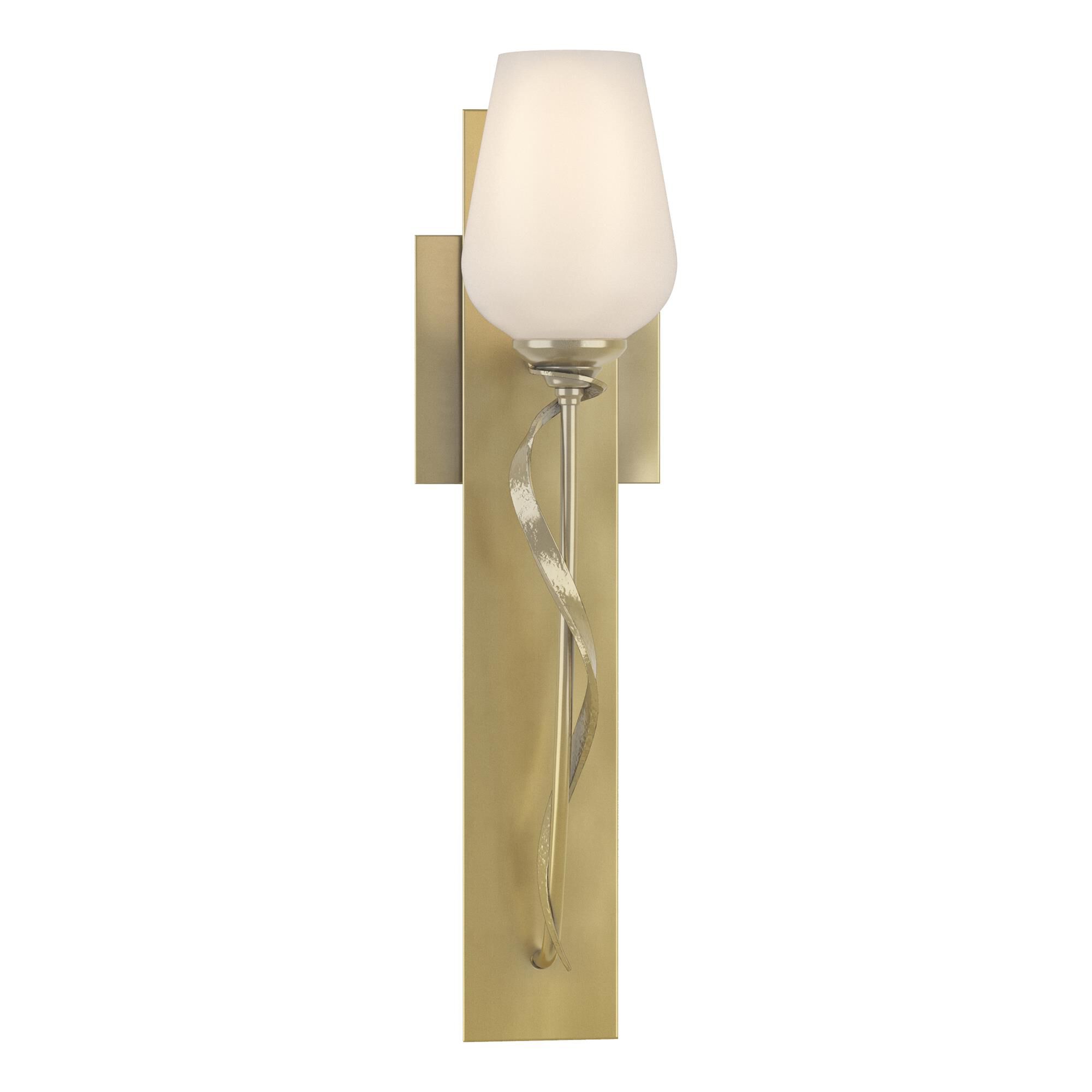 Shown in Modern Brass finish and Opal glass