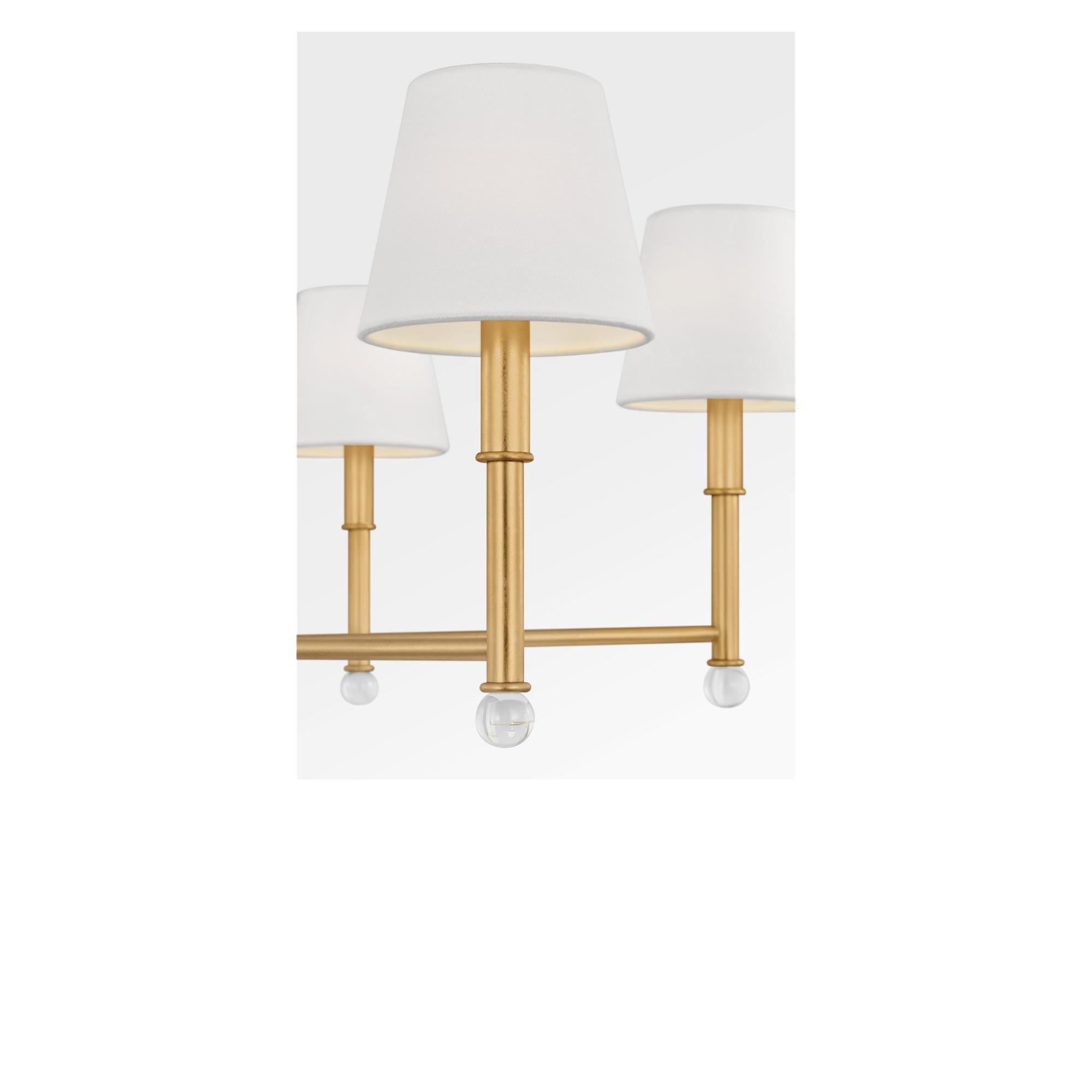 Shown in Gild finish and White Linen Fabric shade