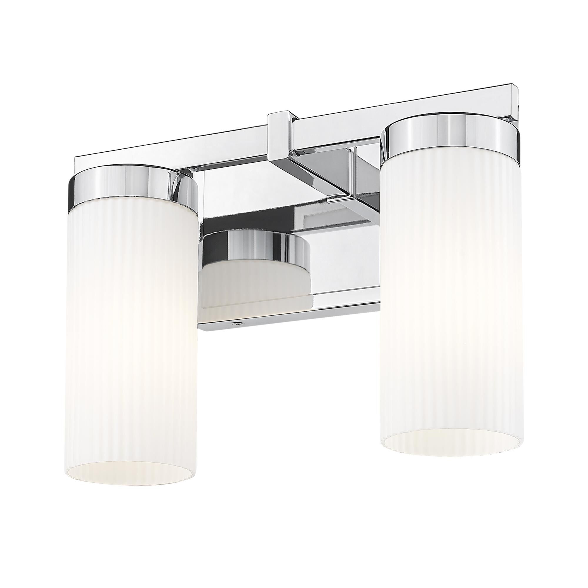 Shown in Chrome finish and White glass and White shade