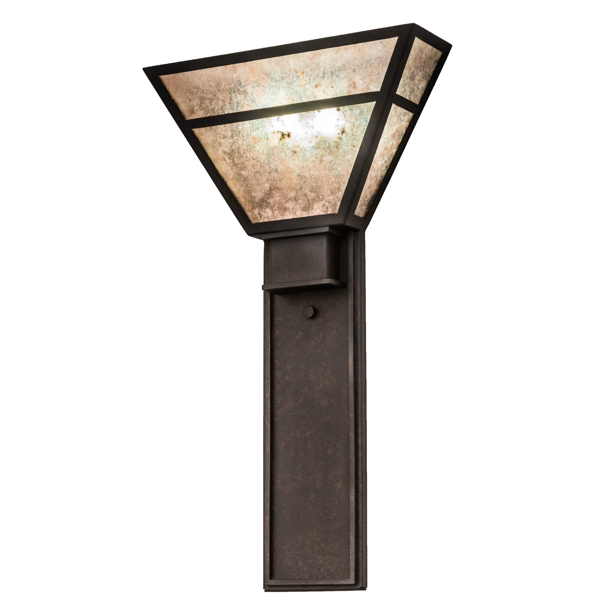 Shown in Chestnut finish and Silver Mica glass