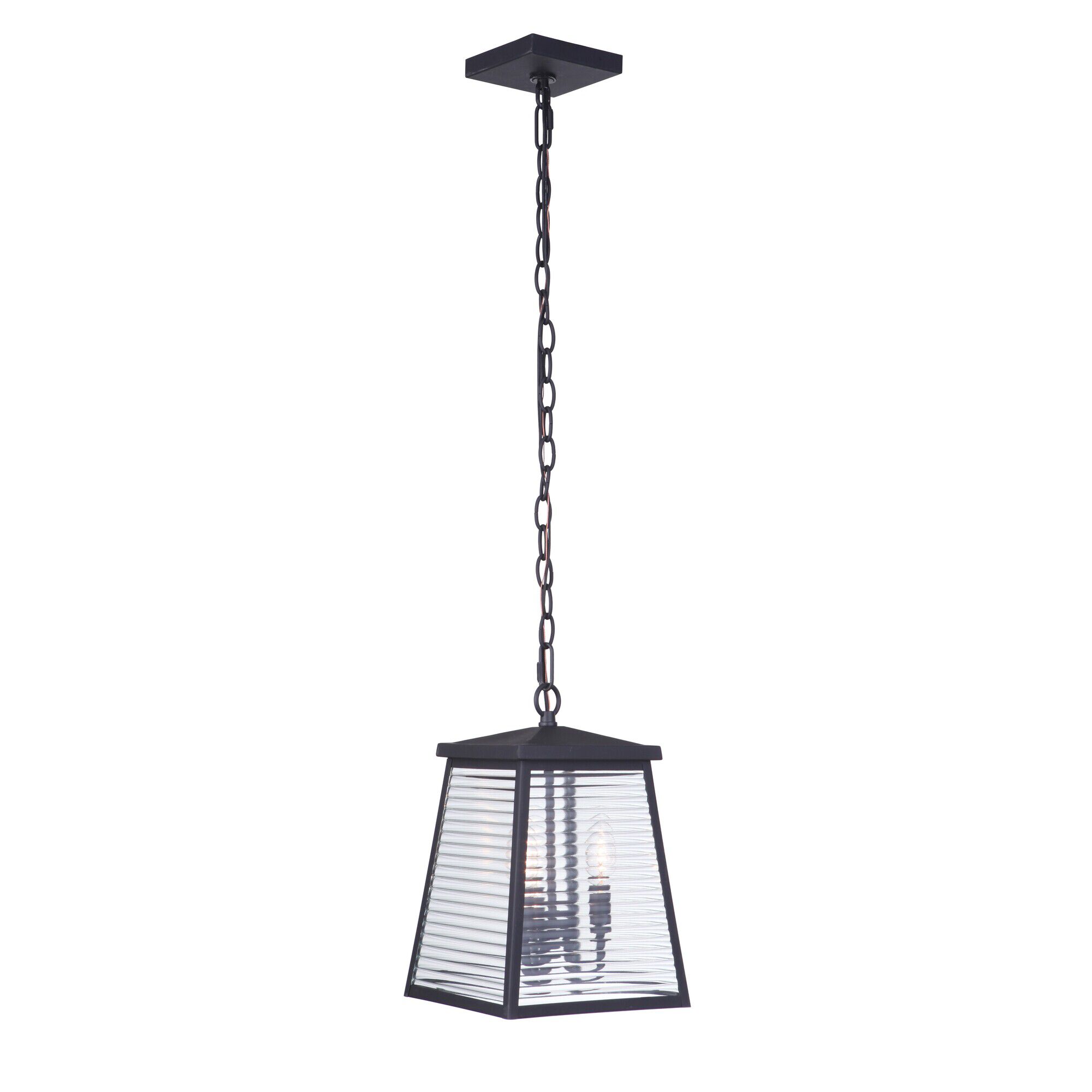 Shown in Midnight finish and Clear Shiplap glass and Glass shade