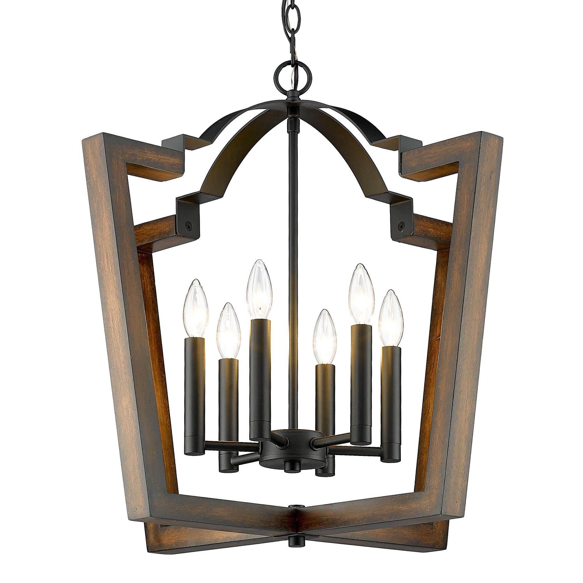 Shown in Natural Black finish and Rustic Oak shade