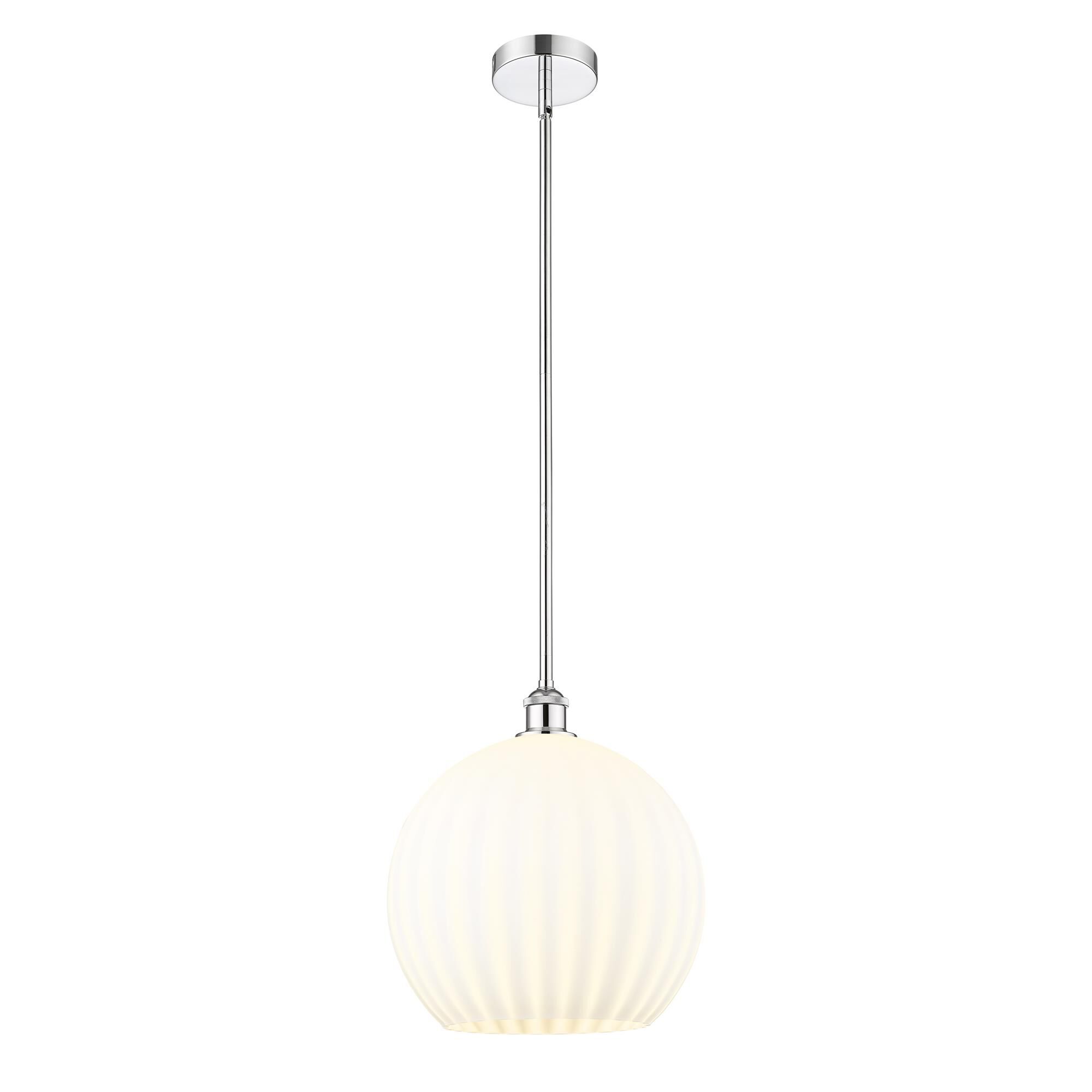 Shown in Polished Chrome finish and White Venetian glass