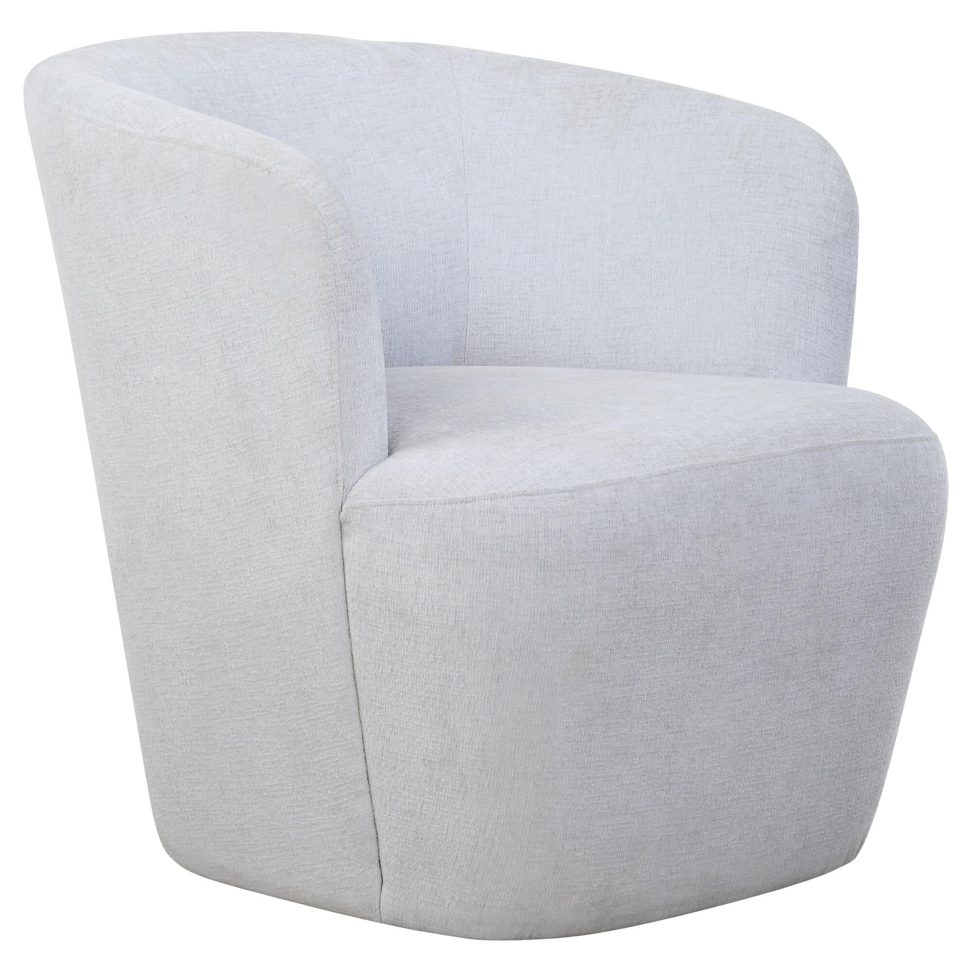 Shown in An Airy And Inviting Barrel Style Swivel Chair, Tailored In A Finely Textured, Cleanable Polyester W finish