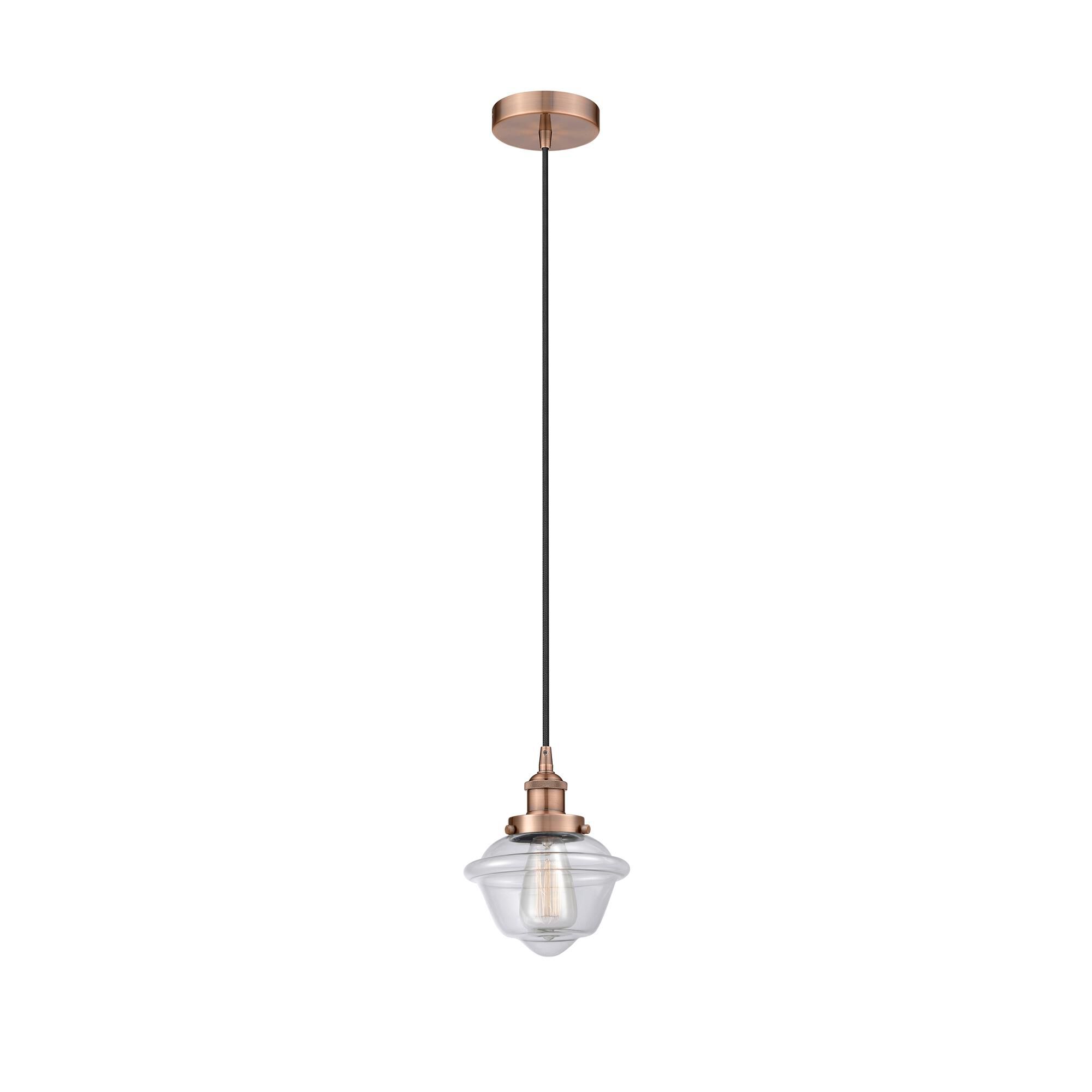 Shown in Antique Copper finish and Clear Small Oxford glass