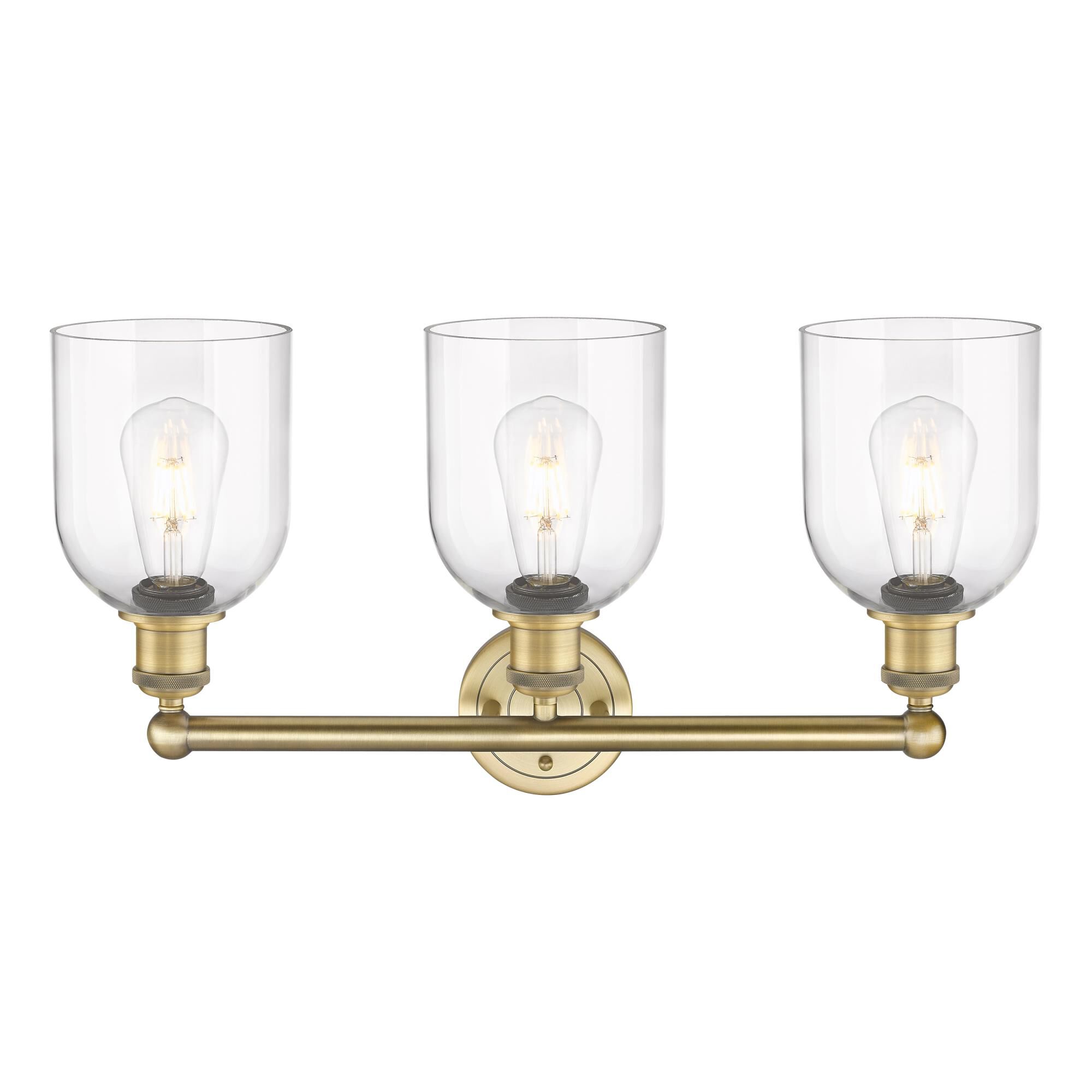 Shown in Brushed Brass finish and Clear glass