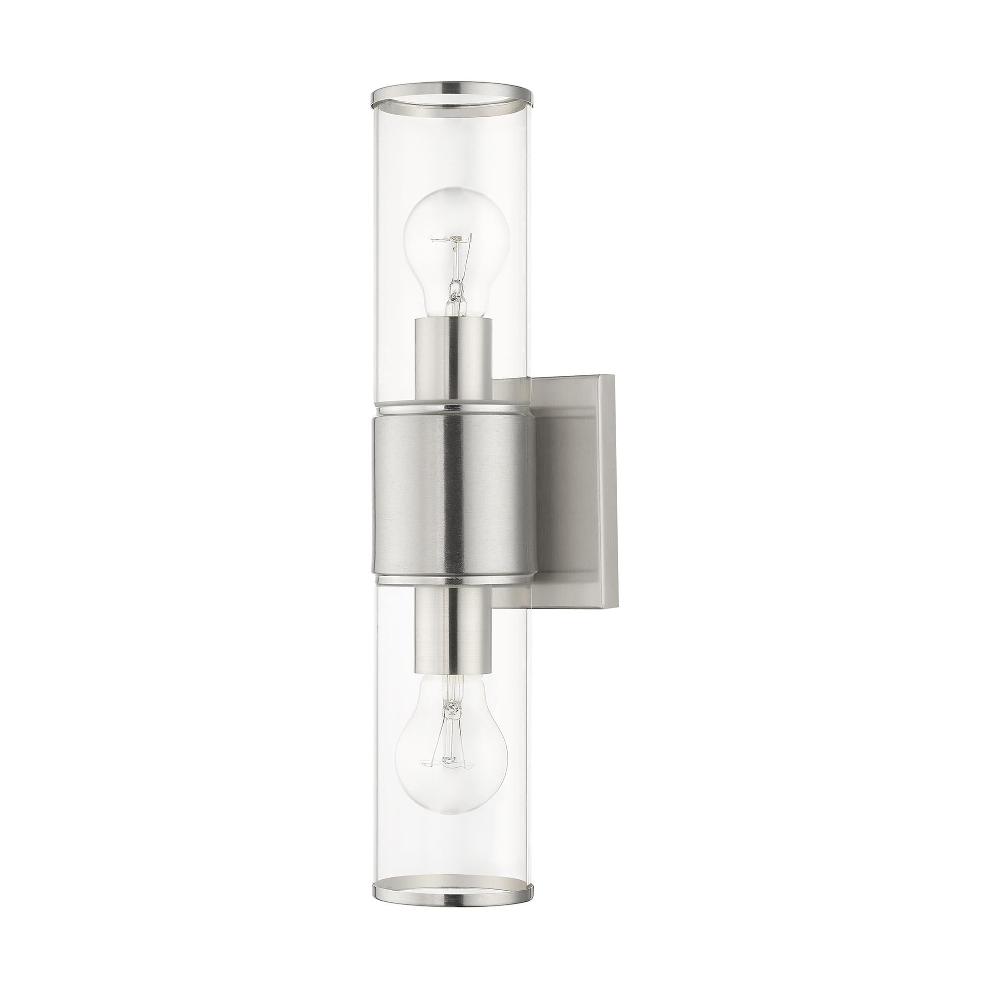 Shown in Brushed Nickel finish and Clear  glass