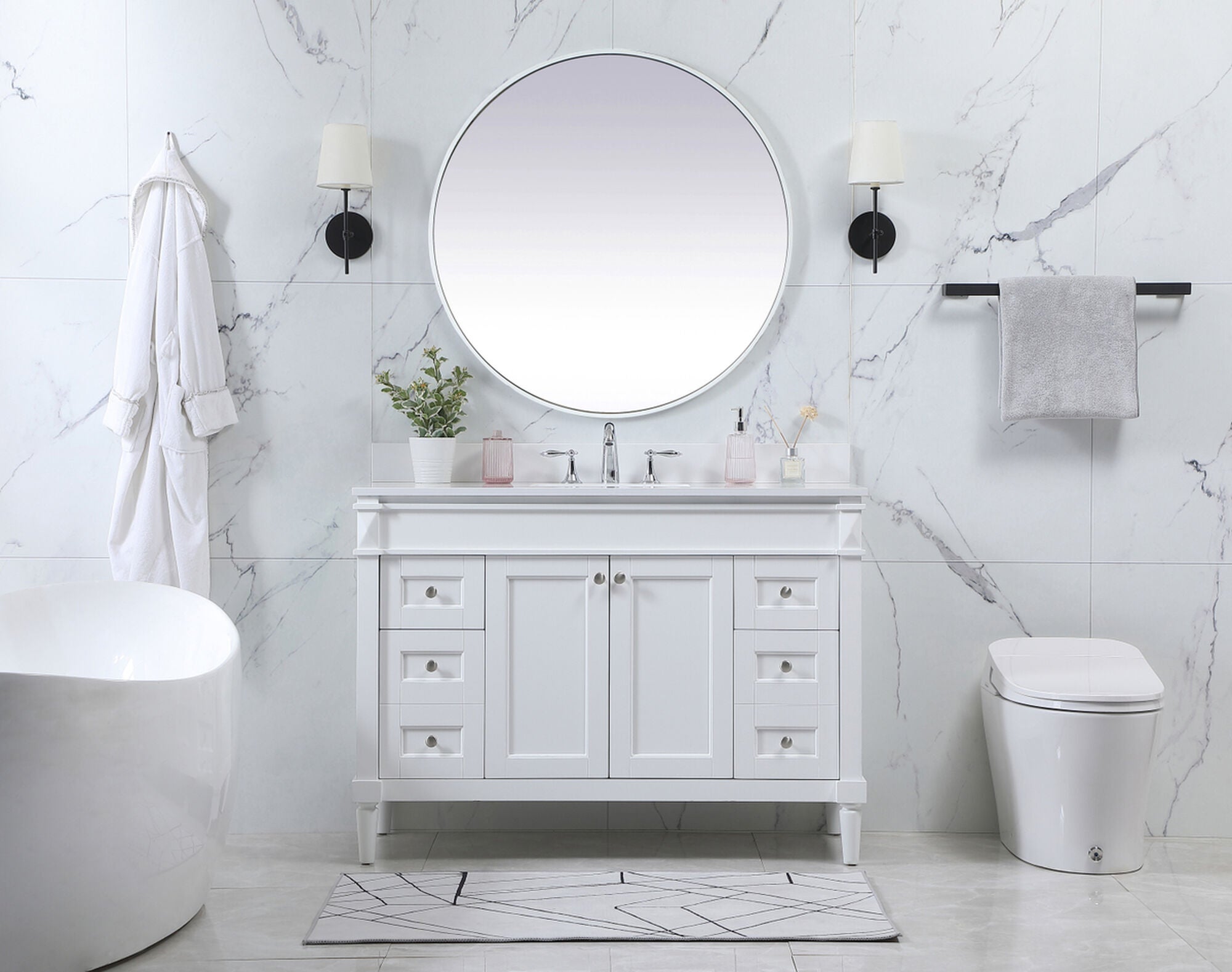 Shown in White finish and Backsplash accent