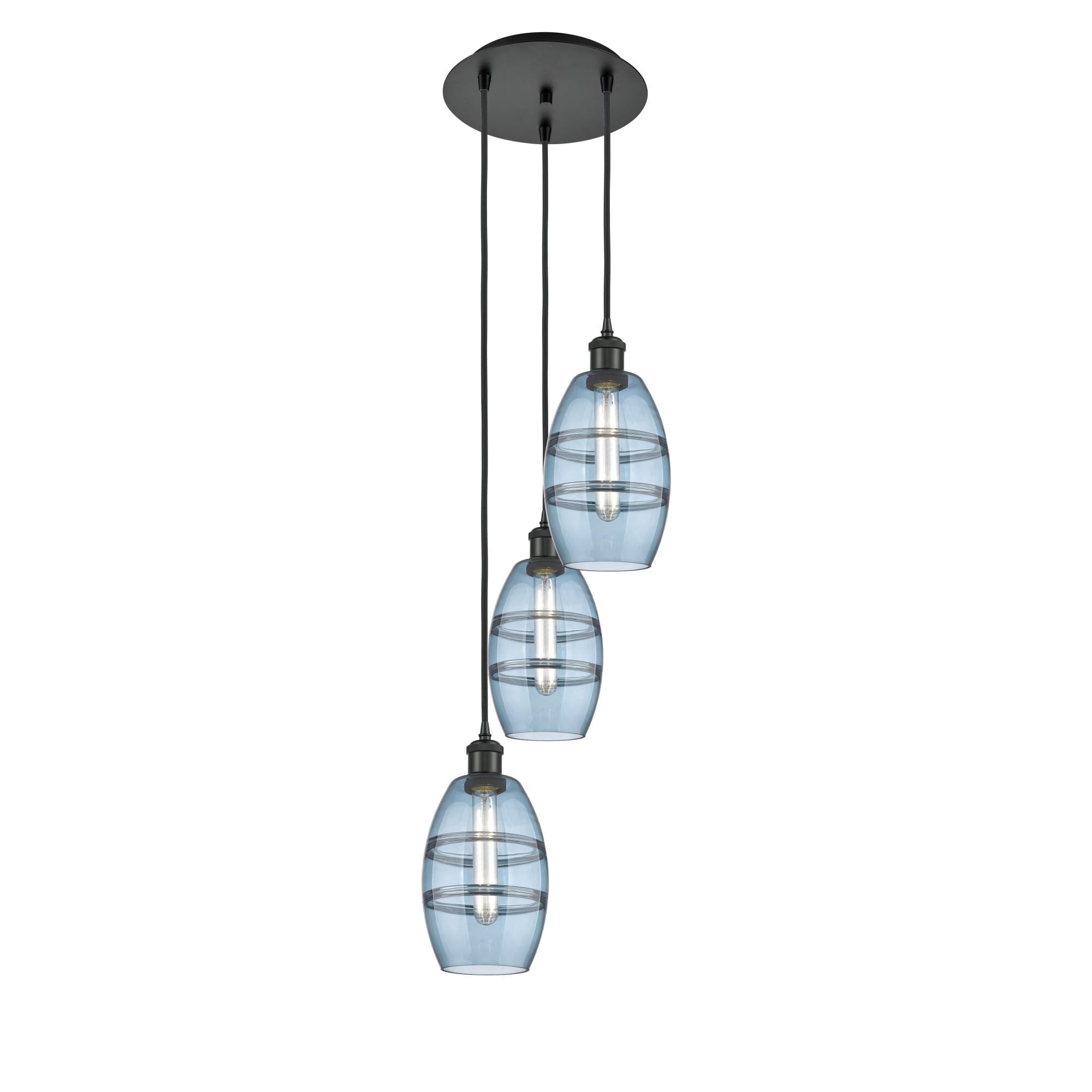 Shown in Matte Black finish and Princess Blue glass