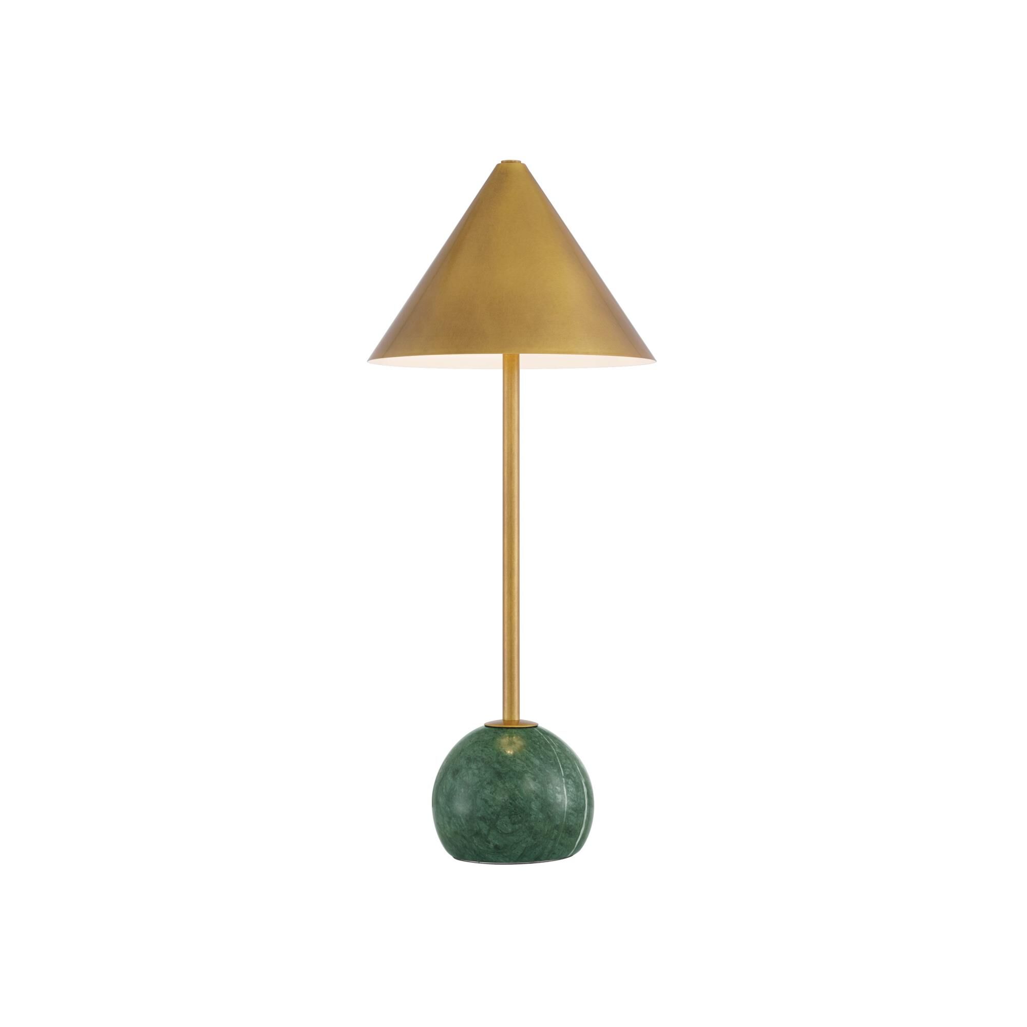 Shown in Antique Brass, Green finish and Antique Brass Metal shade