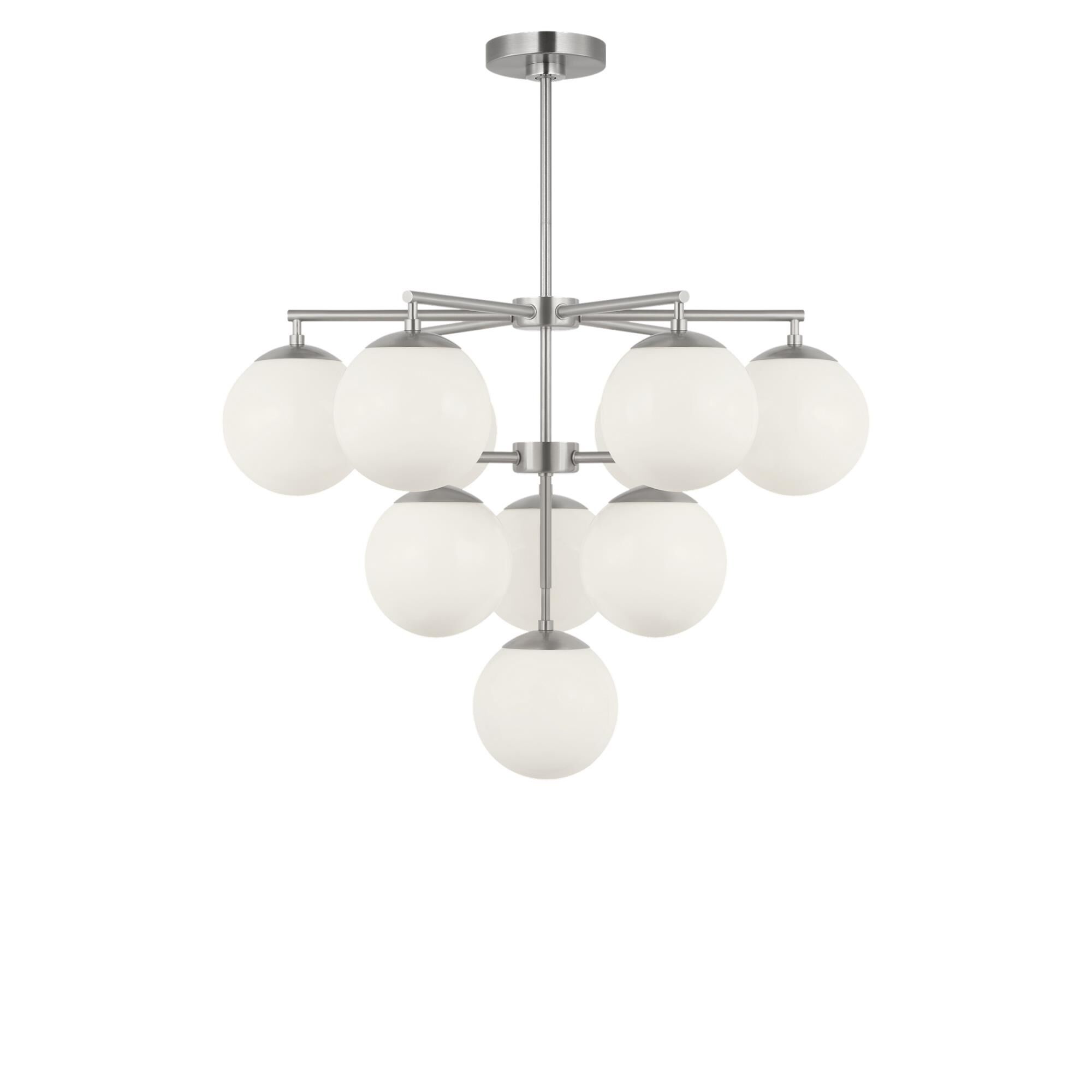 Shown in Brushed Nickel finish and Clear White glass