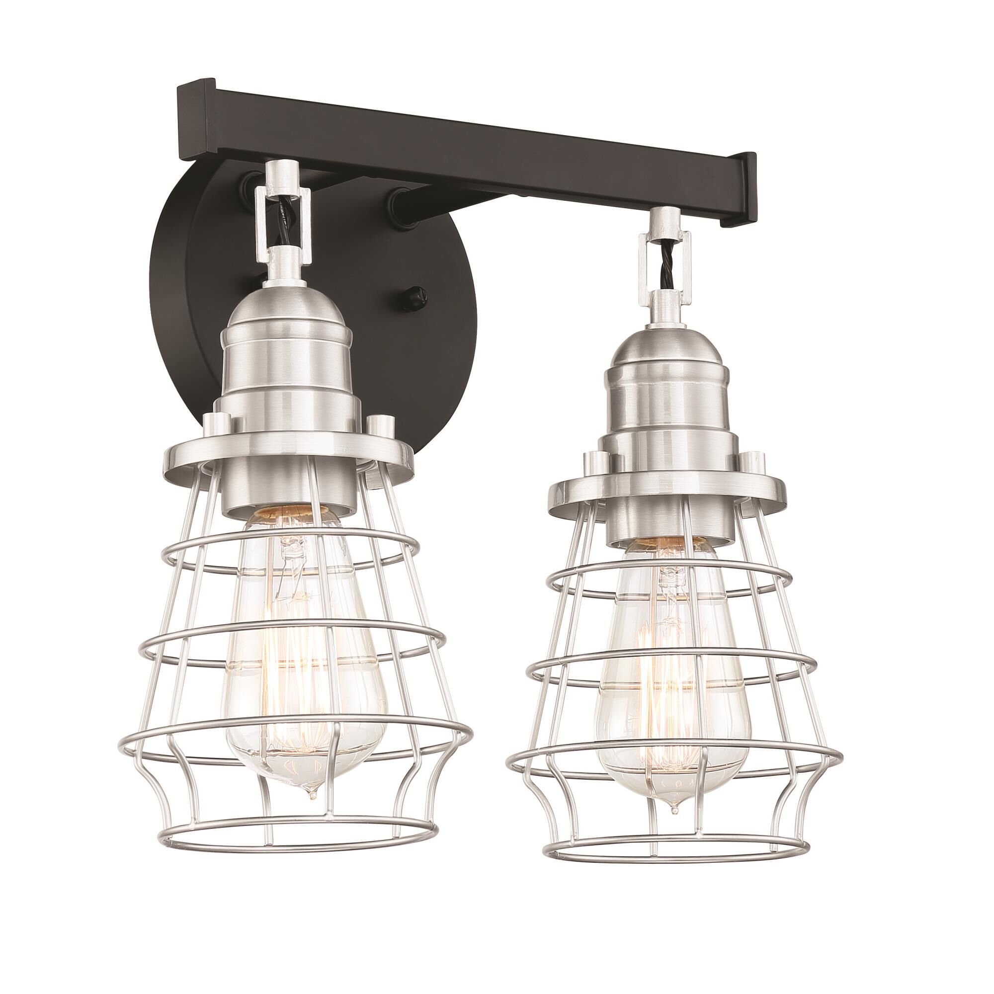 Shown in Flat Black and Brushed Polished Nickel finish and Brushed Polished Nickel glass and Brushed Polished Nickel shade