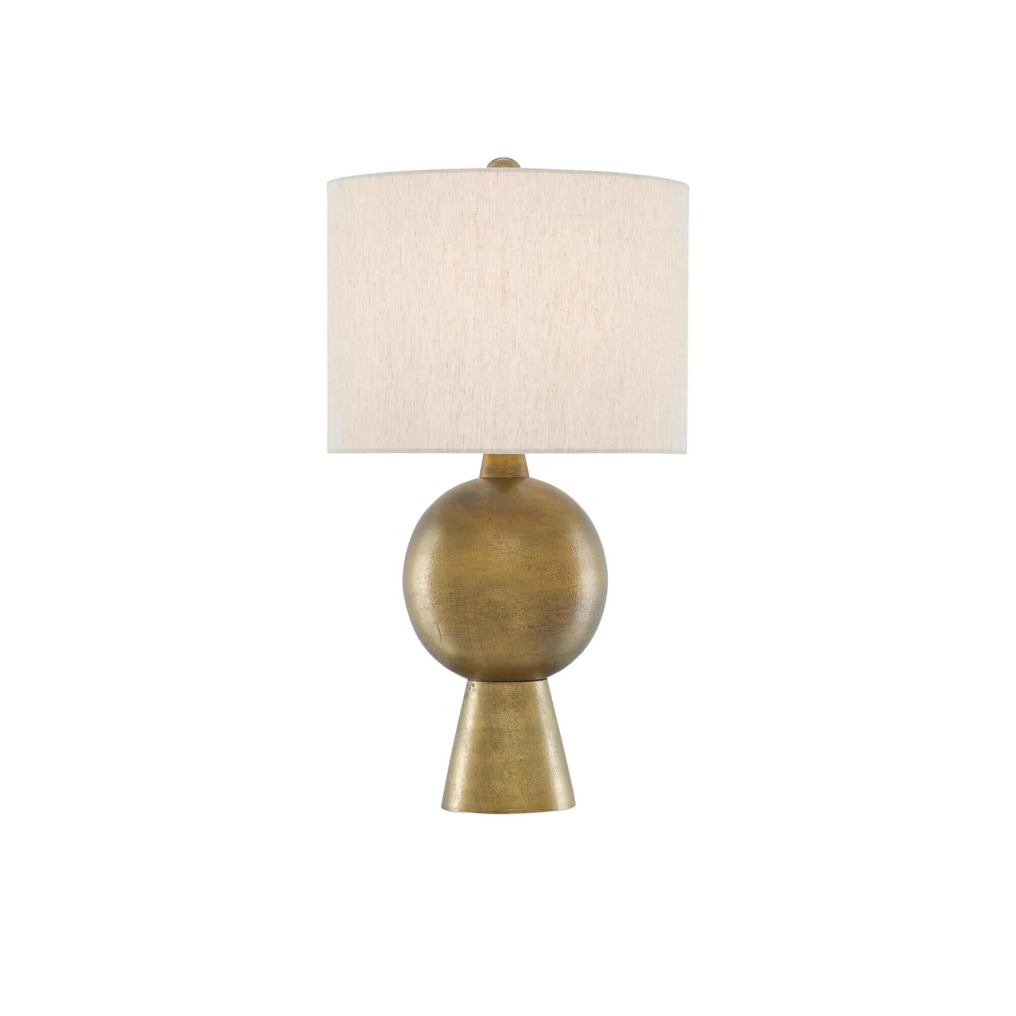 Shown in Antique Brass finish and Natural Flax shade