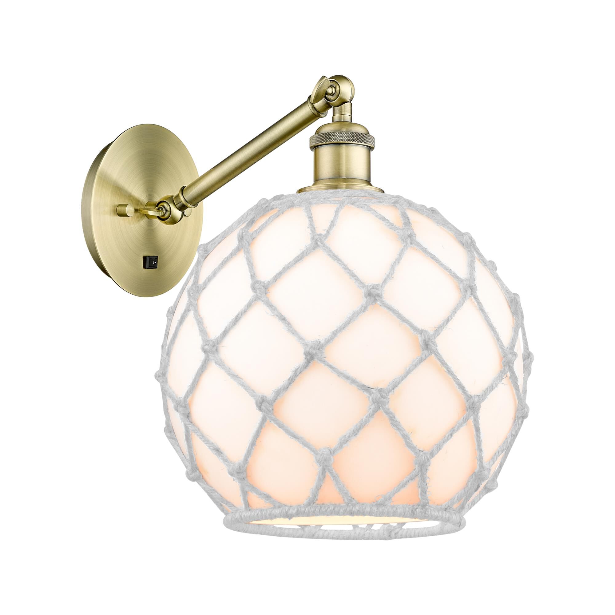 Bruno Marashlian Farmhouse Rope 10 Inch Wall Swing Lamp by Innovations Lighting