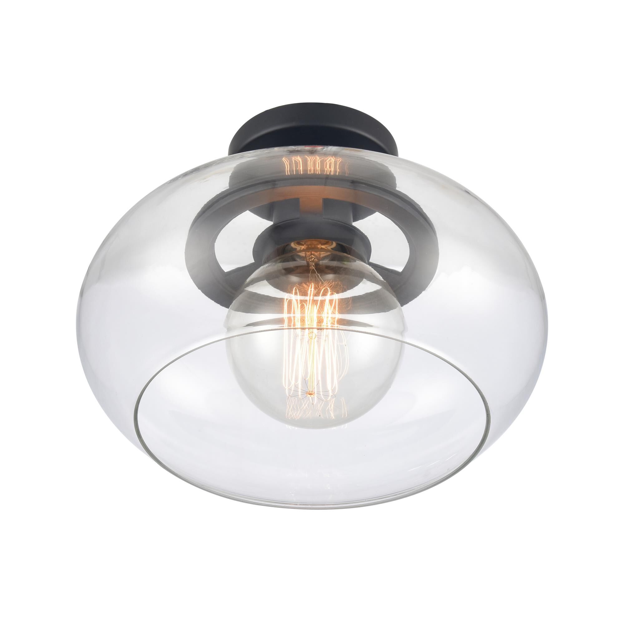 Shown in Matte Black finish and Clear Handblown  Shade glass and Clear Handblown Glass shade