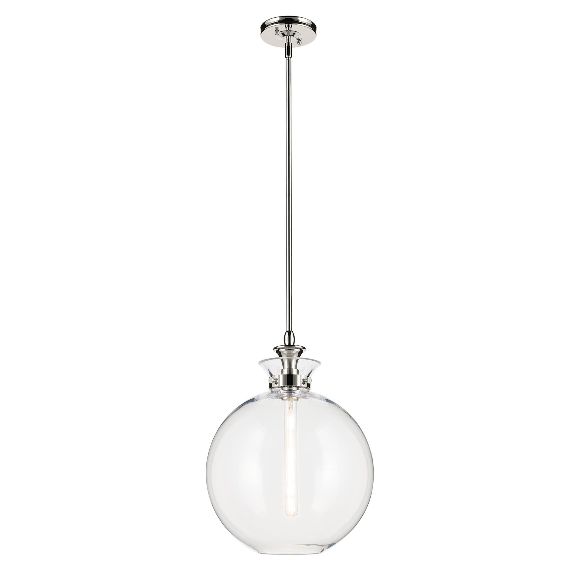 Shown in Polished Nickel finish and Clear glass