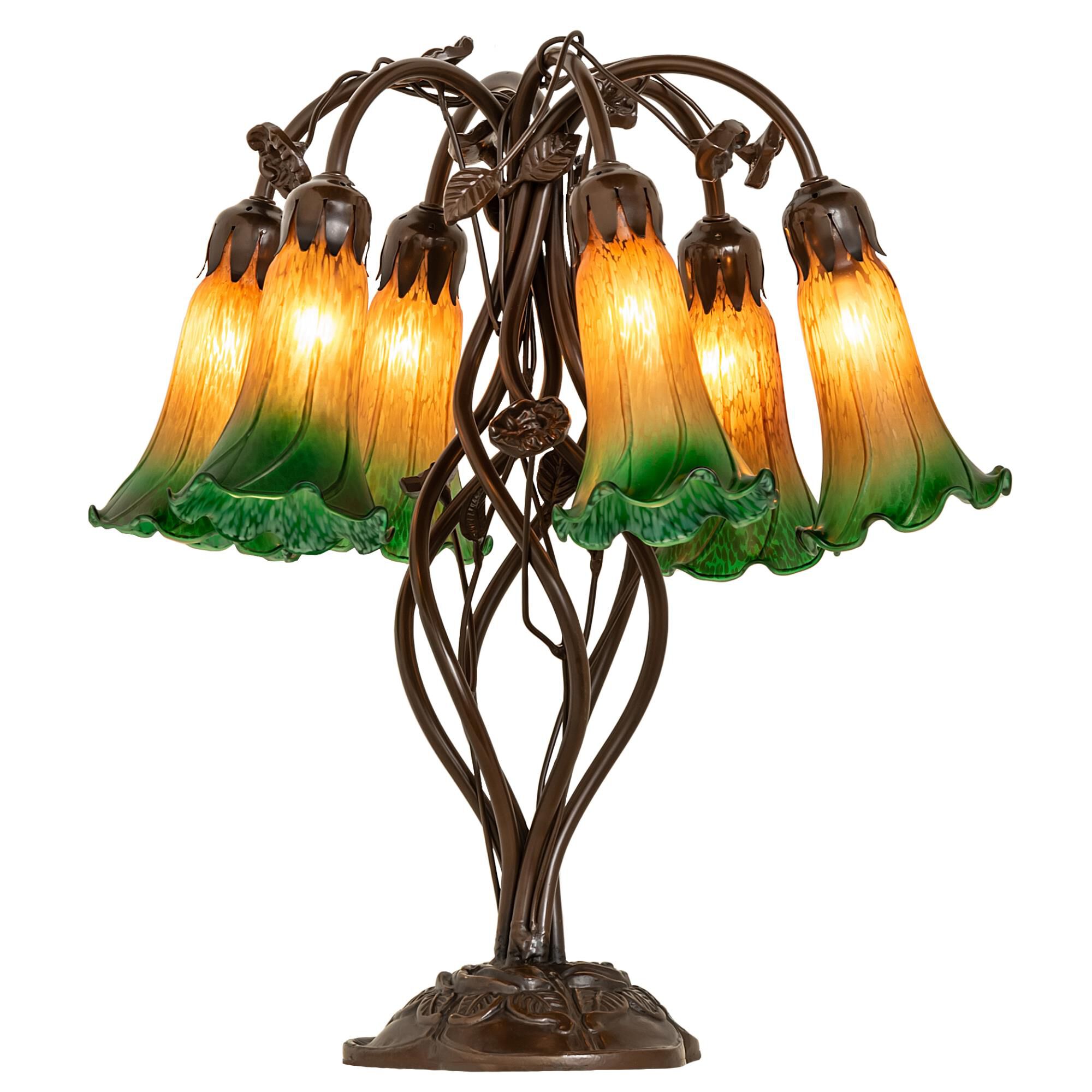 Shown in Mahogany Bronze finish and Amber /Acrylic;Green glass