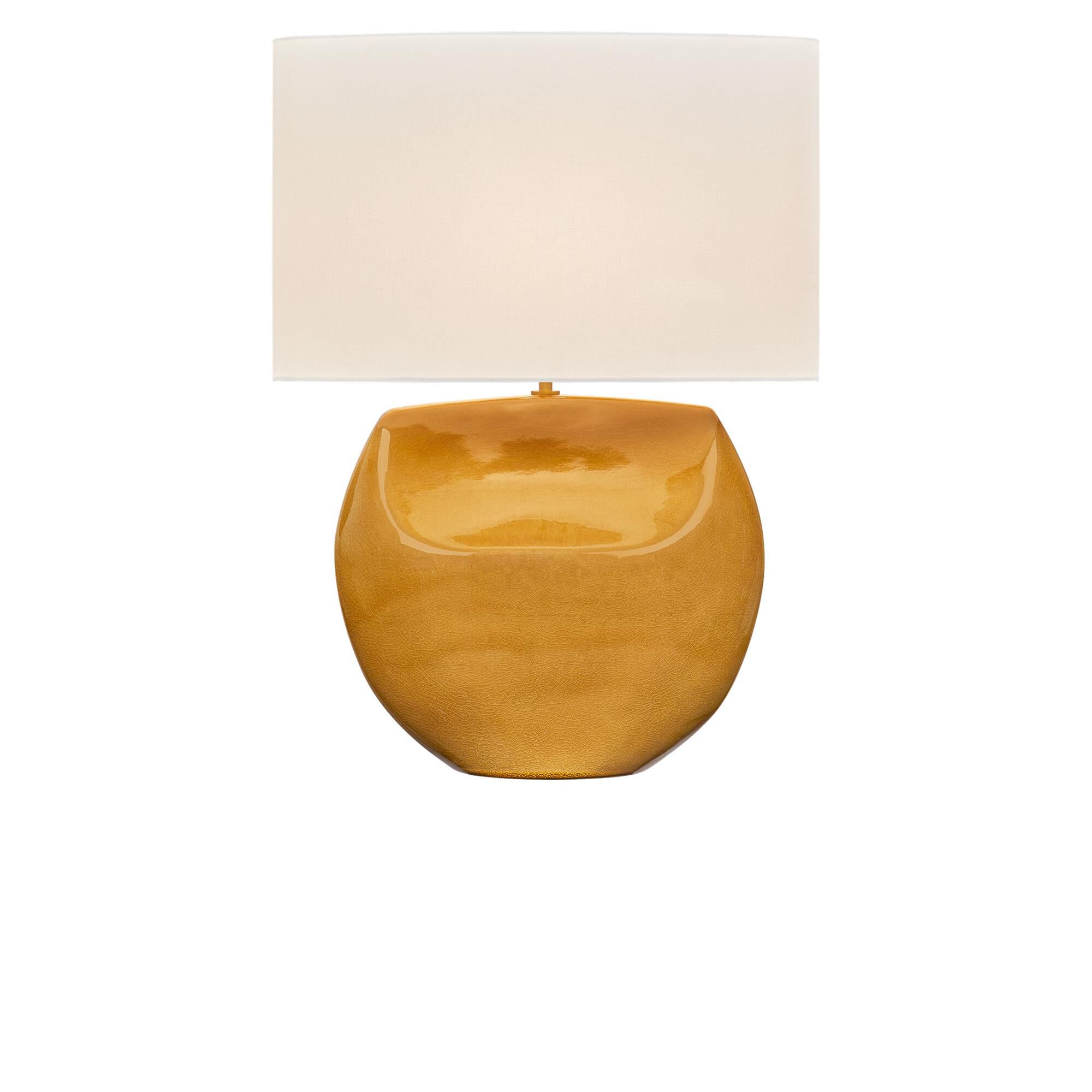 Shown in Cracked Honey finish and White Linen Fabric shade