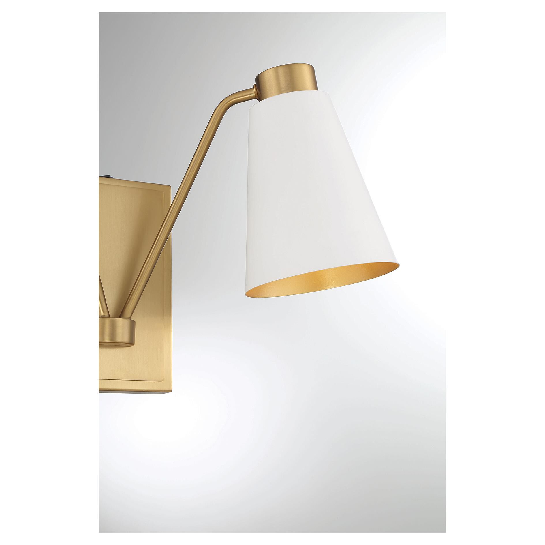 Shown in White with Natural Brass finish and White Metal shade