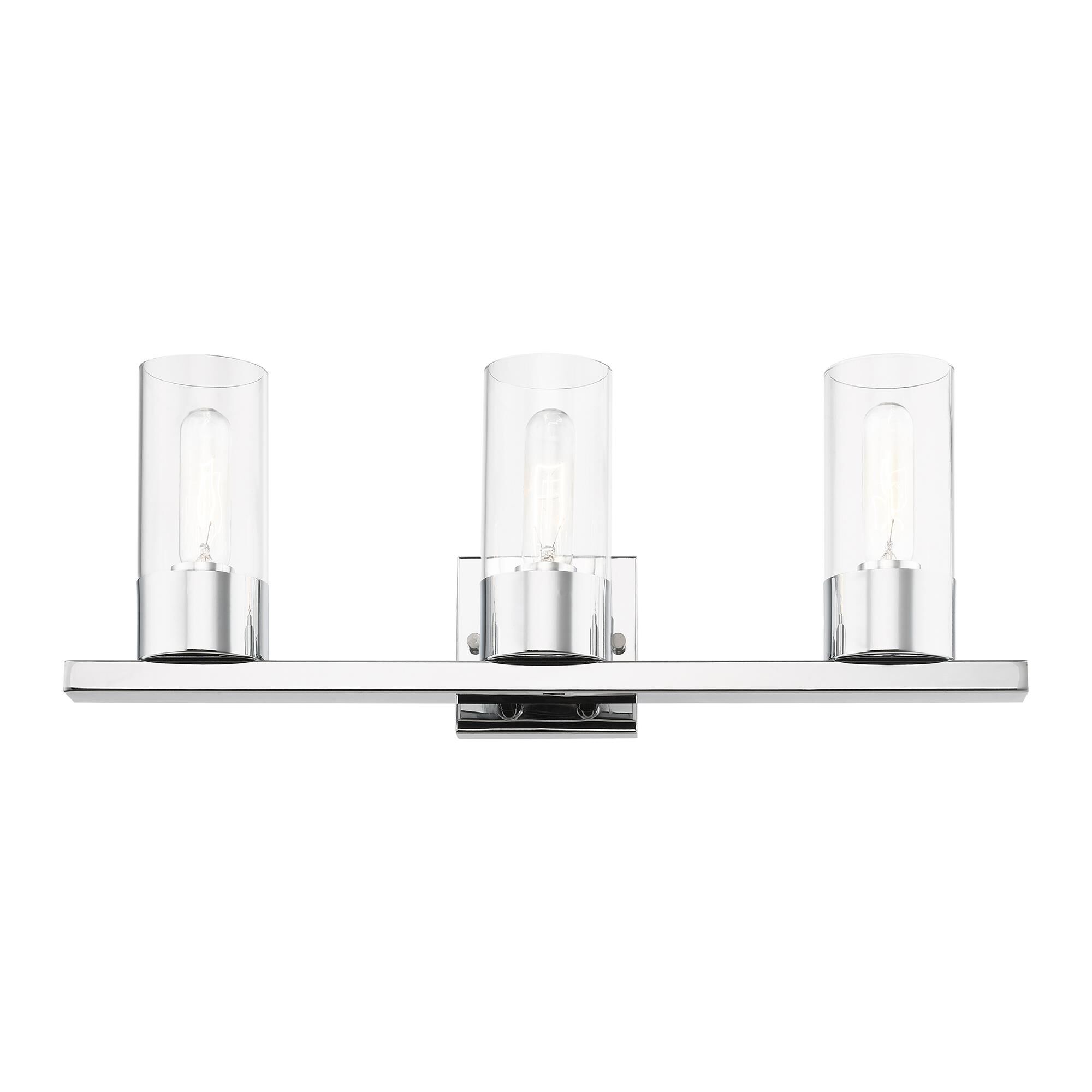 Shown in Polished Chrome finish and Clear glass