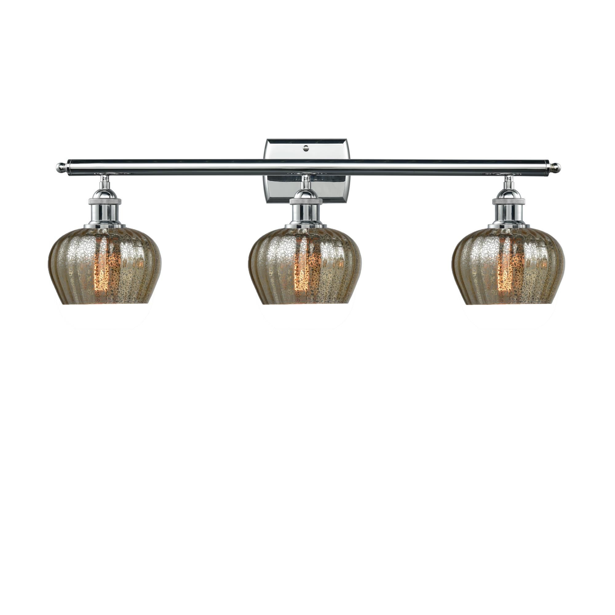 Shown in Polished Chrome finish and Mercury Fluted glass