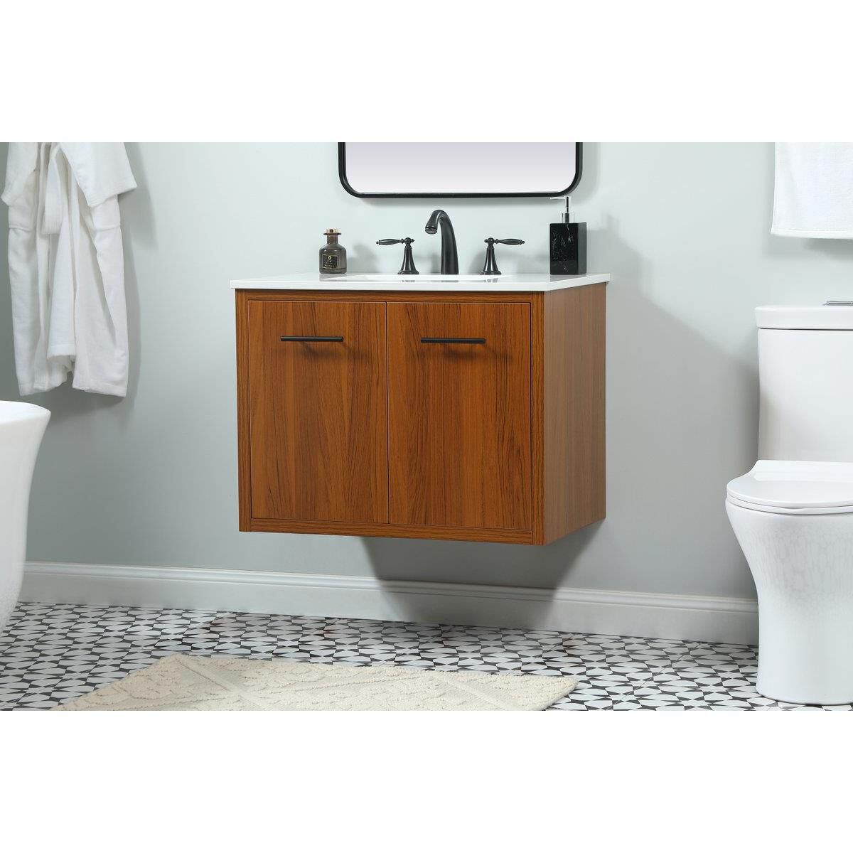 Shown in Teak finish and No Backsplash accent