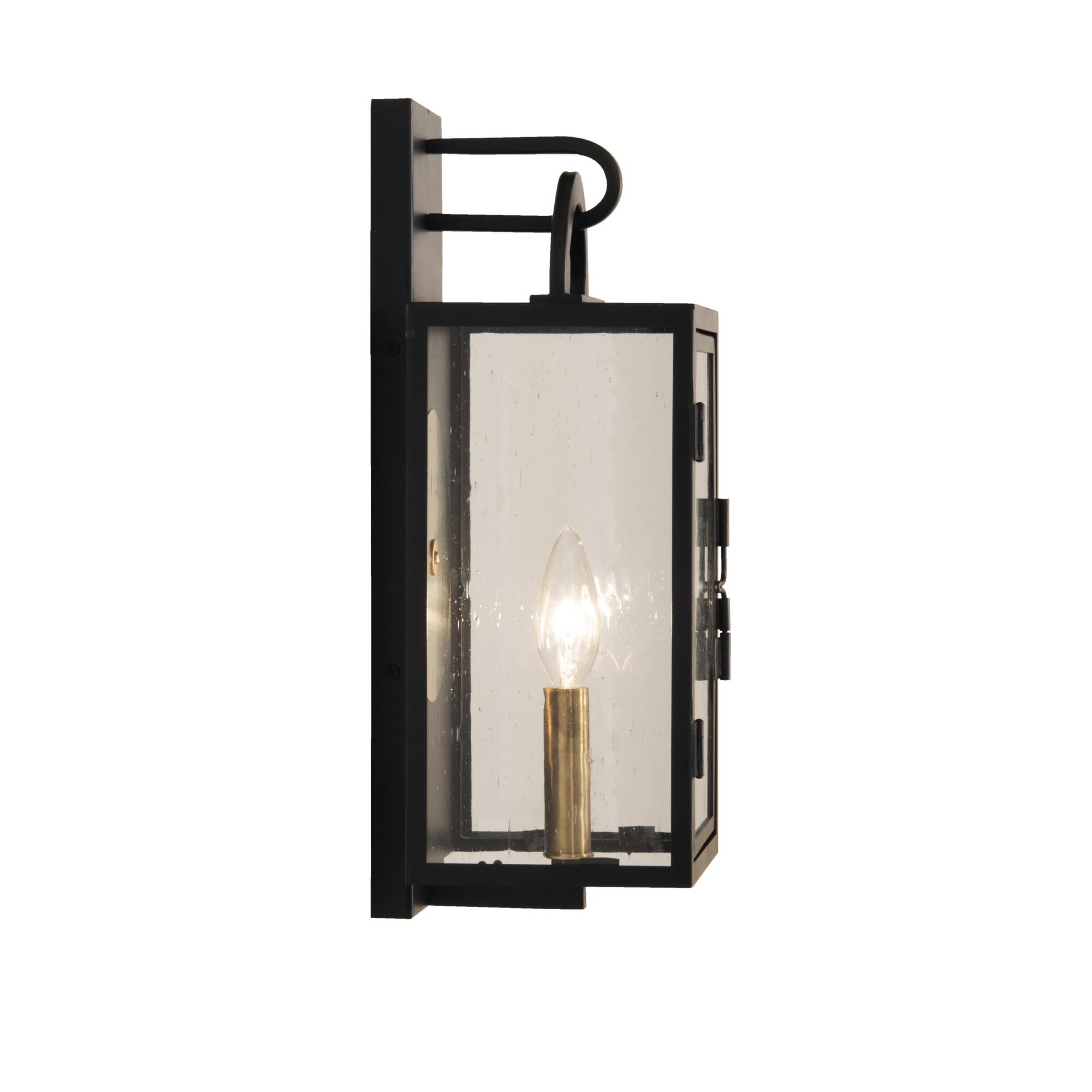 Shown in Textured Matte Black finish and Yes glass and Yes shade and Rectangle accent