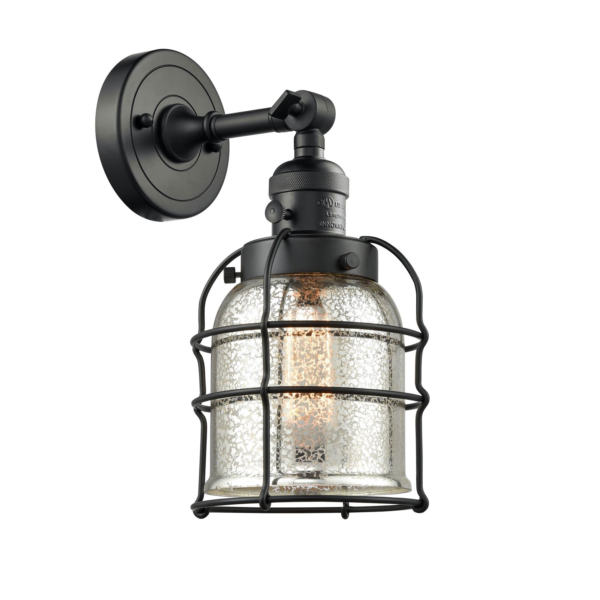Shown in Matte Black finish and Silver Mercury glass and Switch on Socket accent