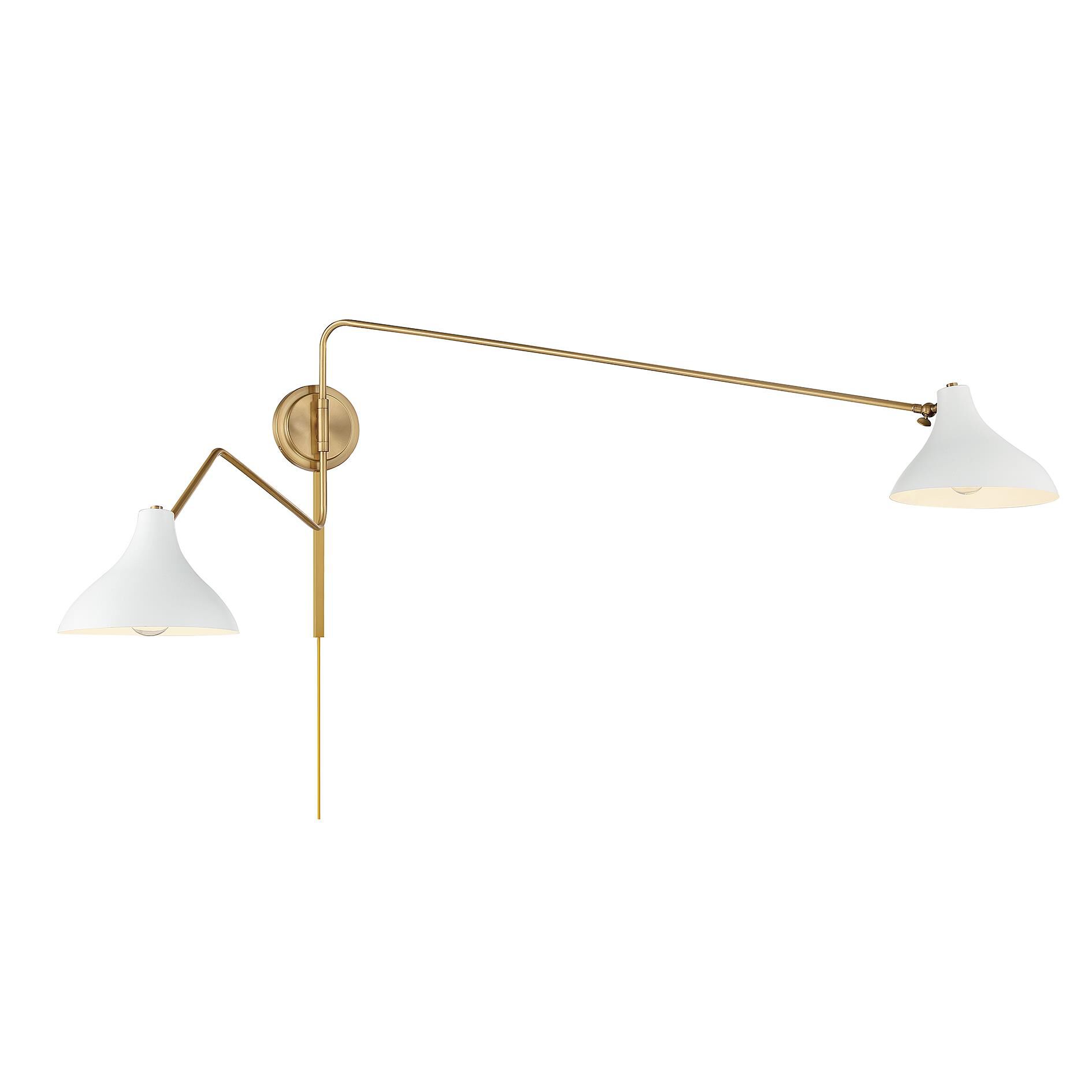 Shown in White with Natural Brass finish and White Metal shade