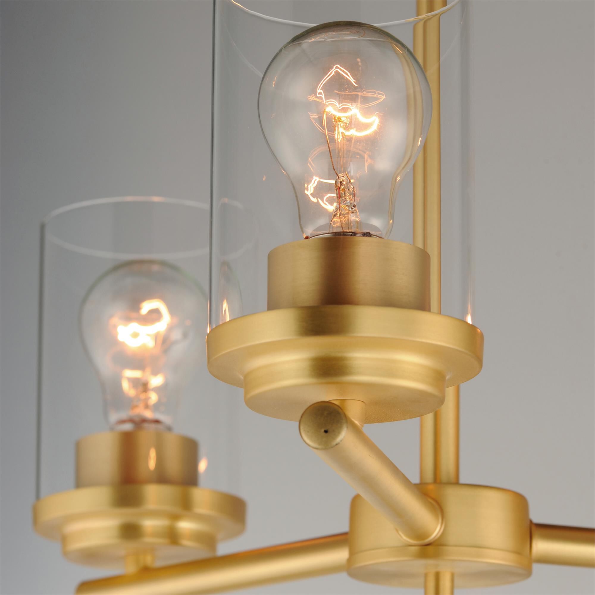 Shown in Satin Brass finish and Clear glass